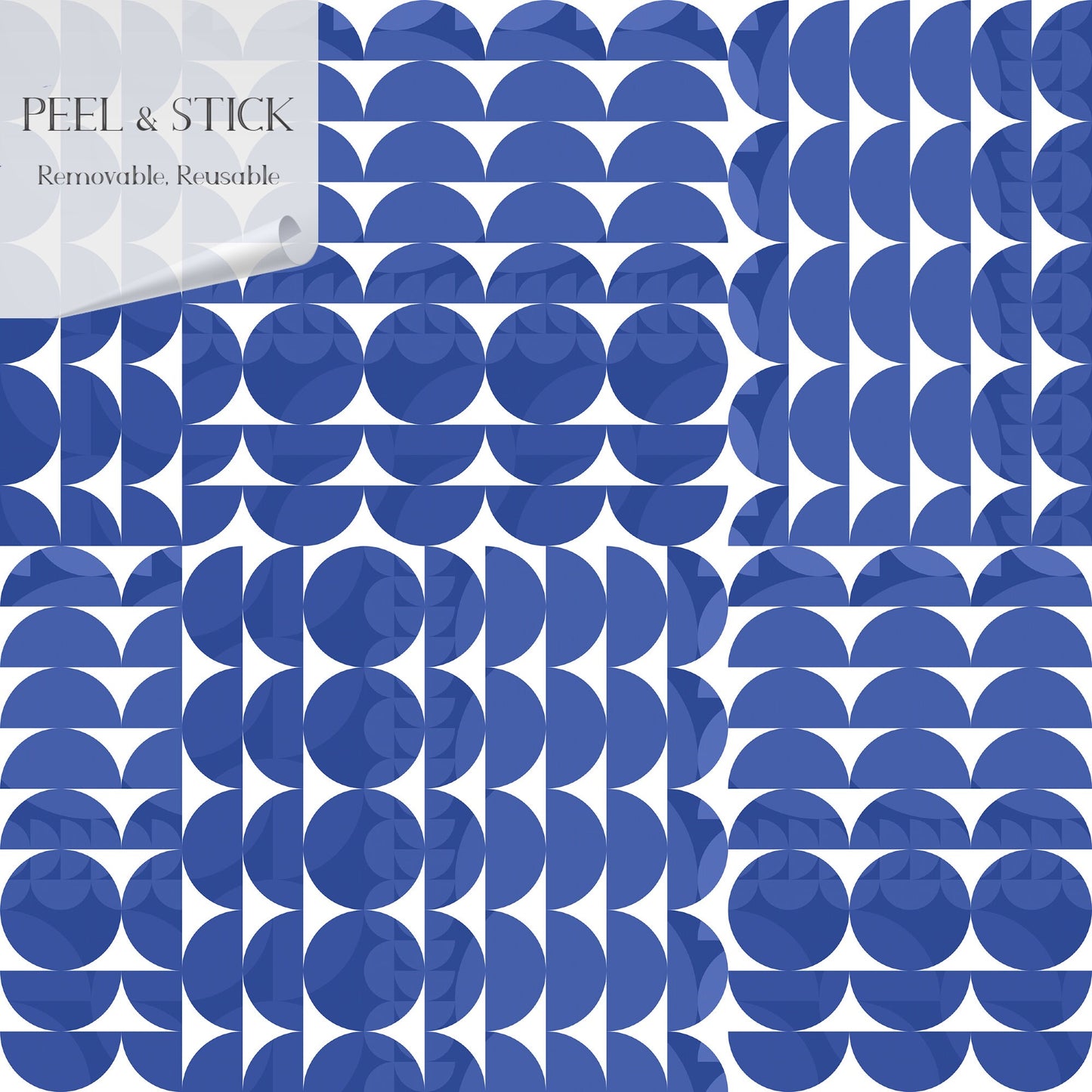Coordinates Royal Blue Peel and Stick Wallpaper - Mid-Century Geometric - Water-Resistant Embossed Vinyl Canvas