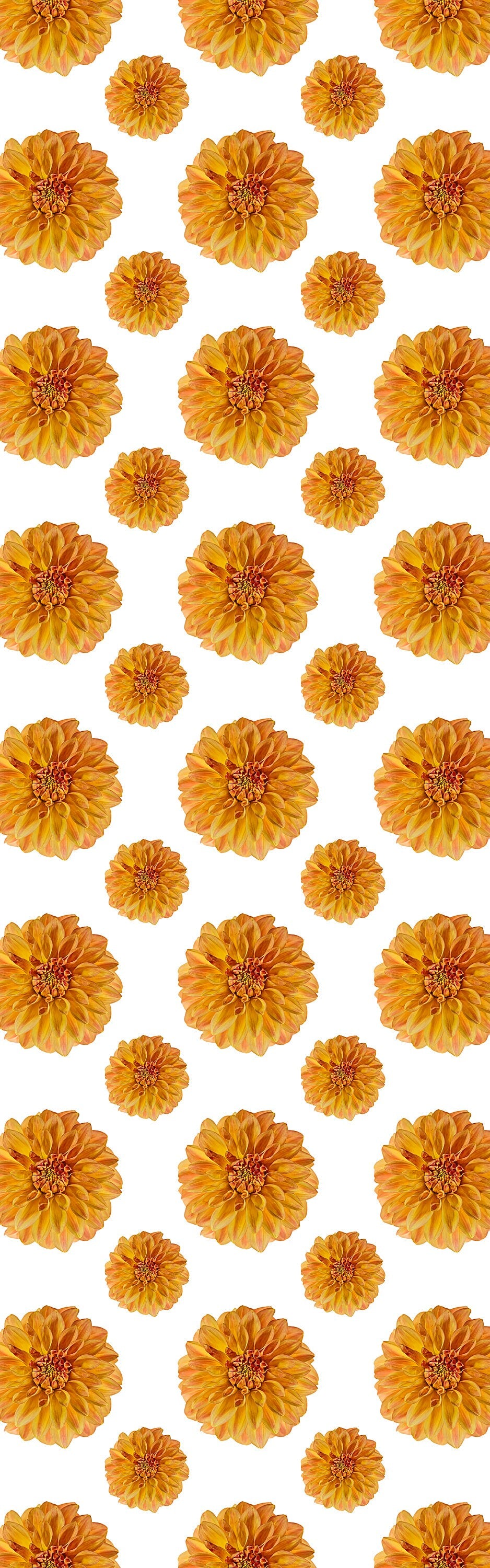 Flora in Gold Versatile Indoor/Outdoor Washable Rug - Modern Boho Orange Floral - Vinyl with Non-Slip Latex Backing