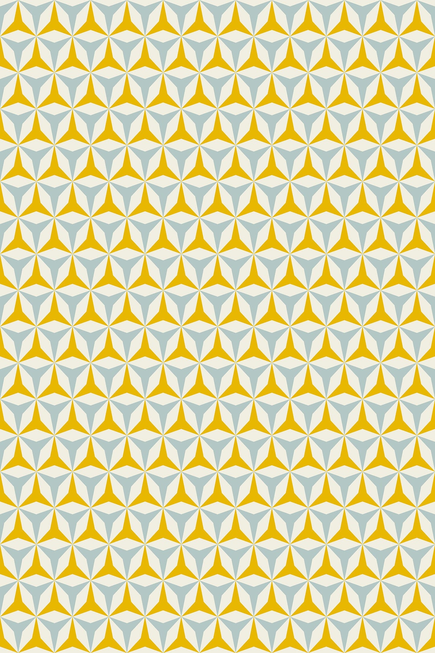Origami in Yellow & Blue Indoor/Outdoor Floor Covering - Mid-Century Geometric - 2-Ply Vinyl with Non-Slip Latex Backing