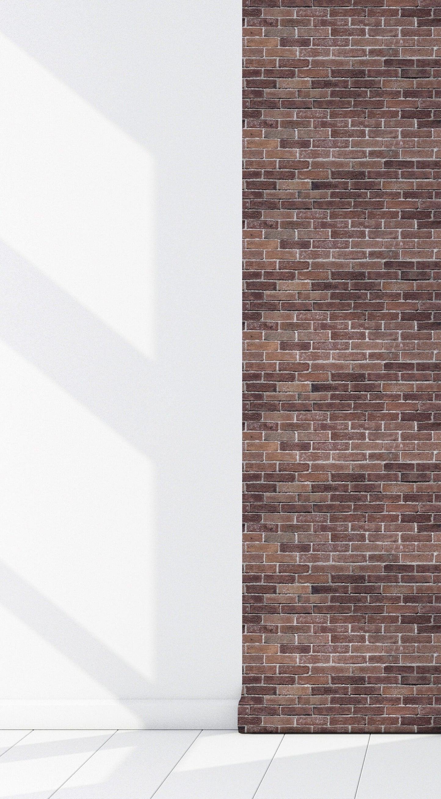 Brick Brown Vinyl Canvas Wallpaper - Industrial Faux Rustic Brick - Removable, Water-Resistant Peel & Stick Wallpaper Panel'