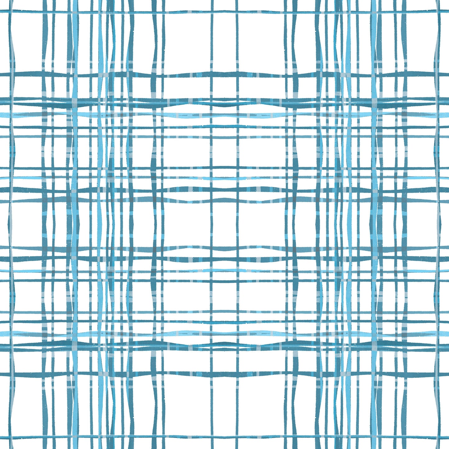 Organic Plaid Blue Vinyl Canvas Wallpaper - Modern Farmhouse Plaid - Removable Water-Resistant Peel & Stick Wallpaper Panel