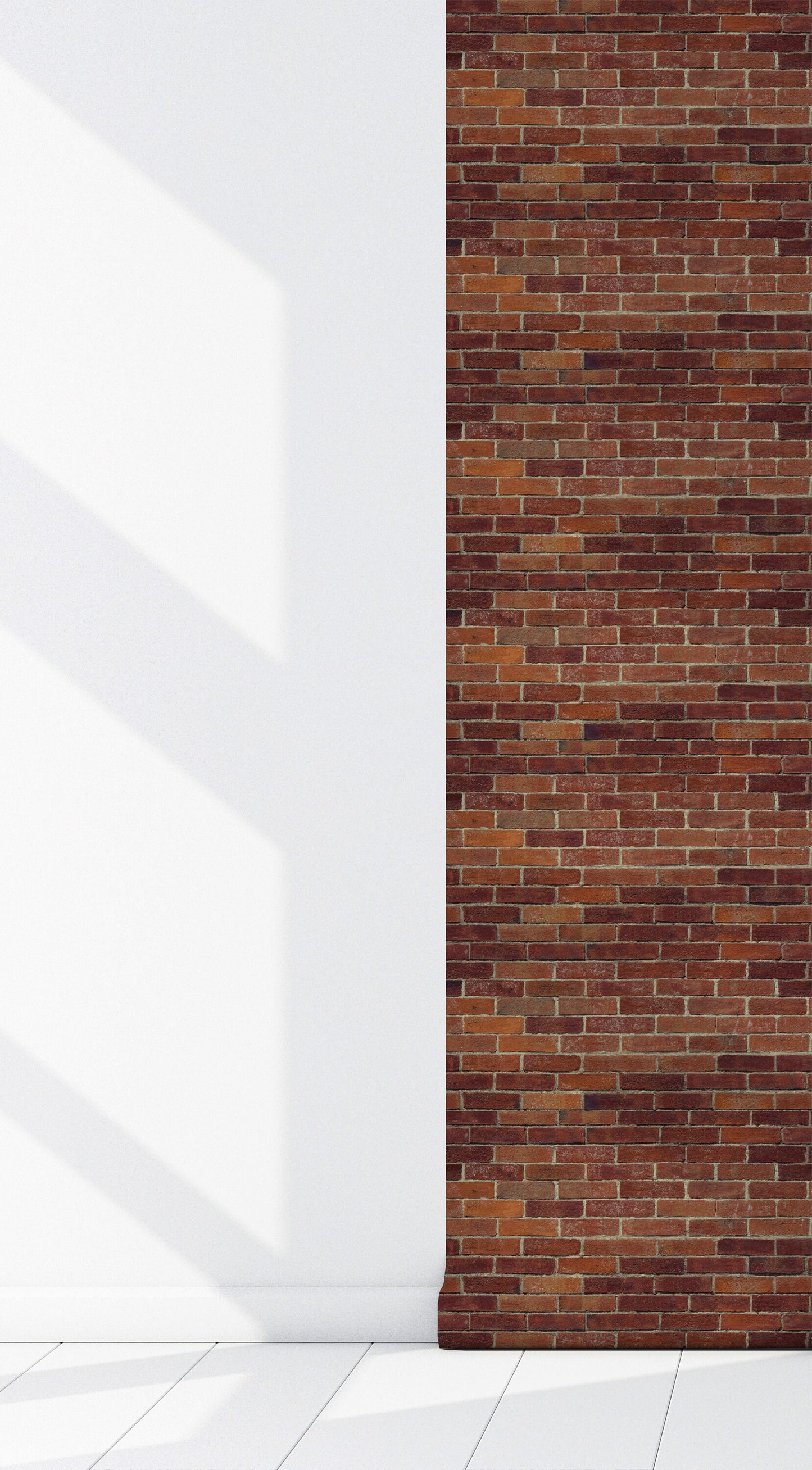 Brick Red Vinyl Canvas Wallpaper - Industrial Faux Rustic Brick - Removable, Water-Resistant Peel & Stick Wallpaper Panel'
