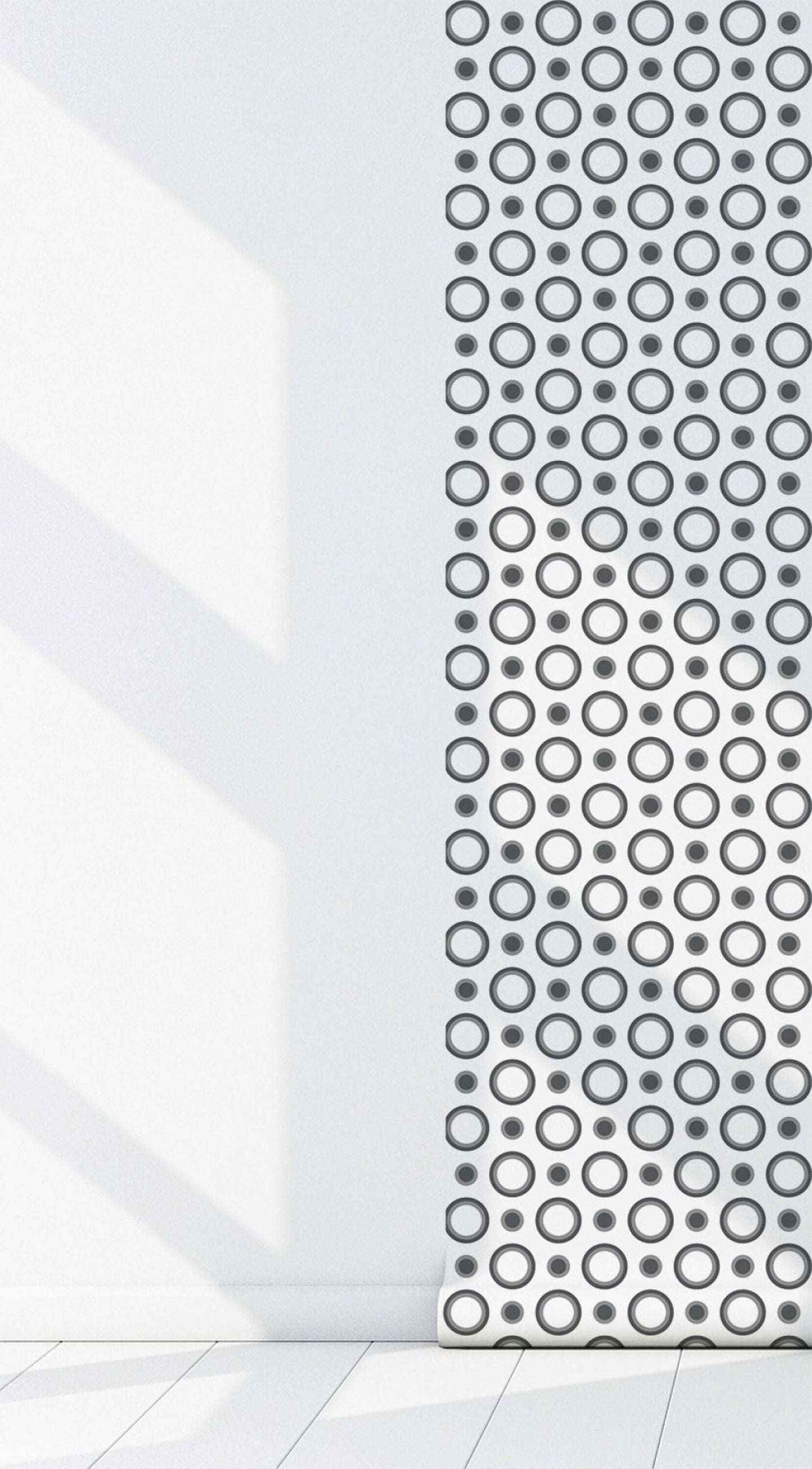 Retro Dot Peel and Stick Wallpaper - Black & White Polka Dot - Water-Resistant Embossed Vinyl Canvas