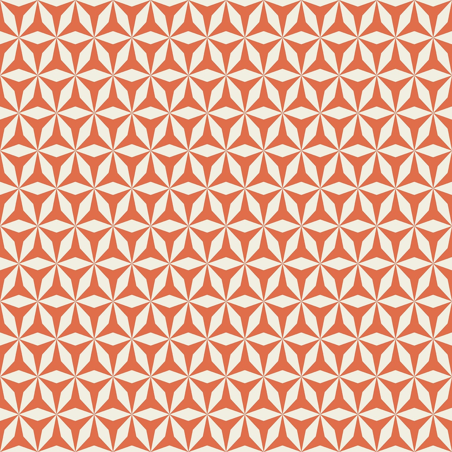 Origami 3D Mid-Century Peel and Stick Wallpaper - Terracotta Orange & White Geometric - Water-Resistant Embossed Vinyl Canvas
