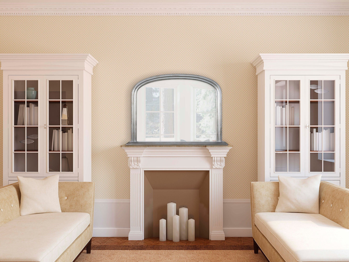 Lyon Arched Mantle & Dresser Mirror - Modern and Transitional