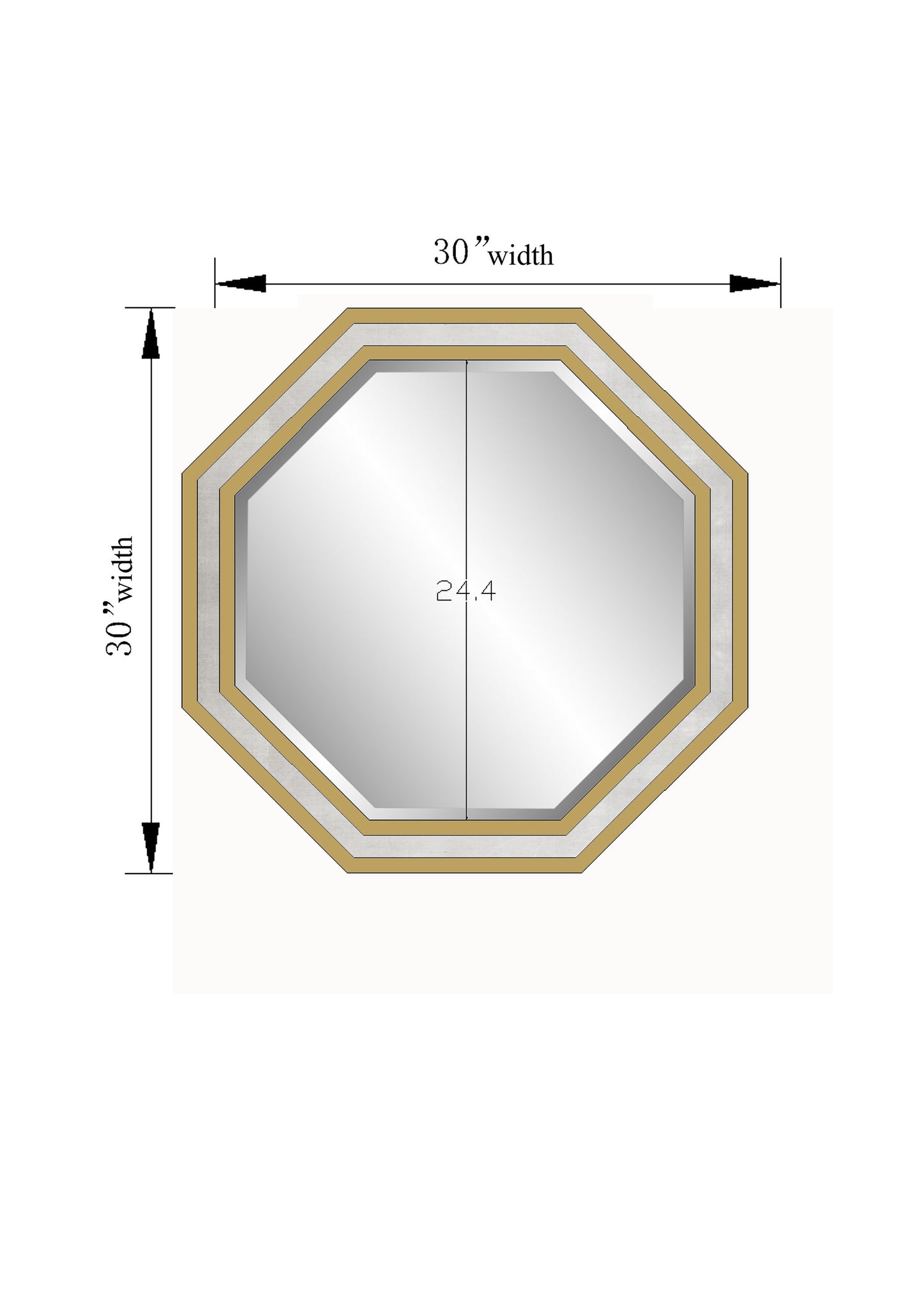 Octagon Metal Frame Wall Mirror - Gold and Silver Matte Finish