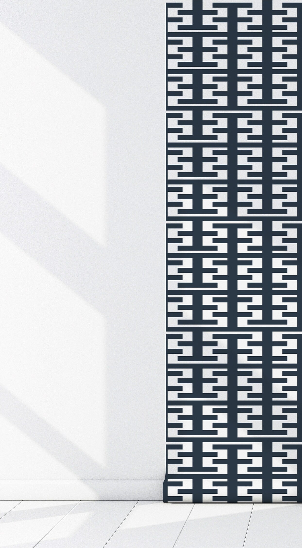 Retro Tower Navy Blue Peel & Stick Wallpaper-Vinyl Embossed Canvas Texture
