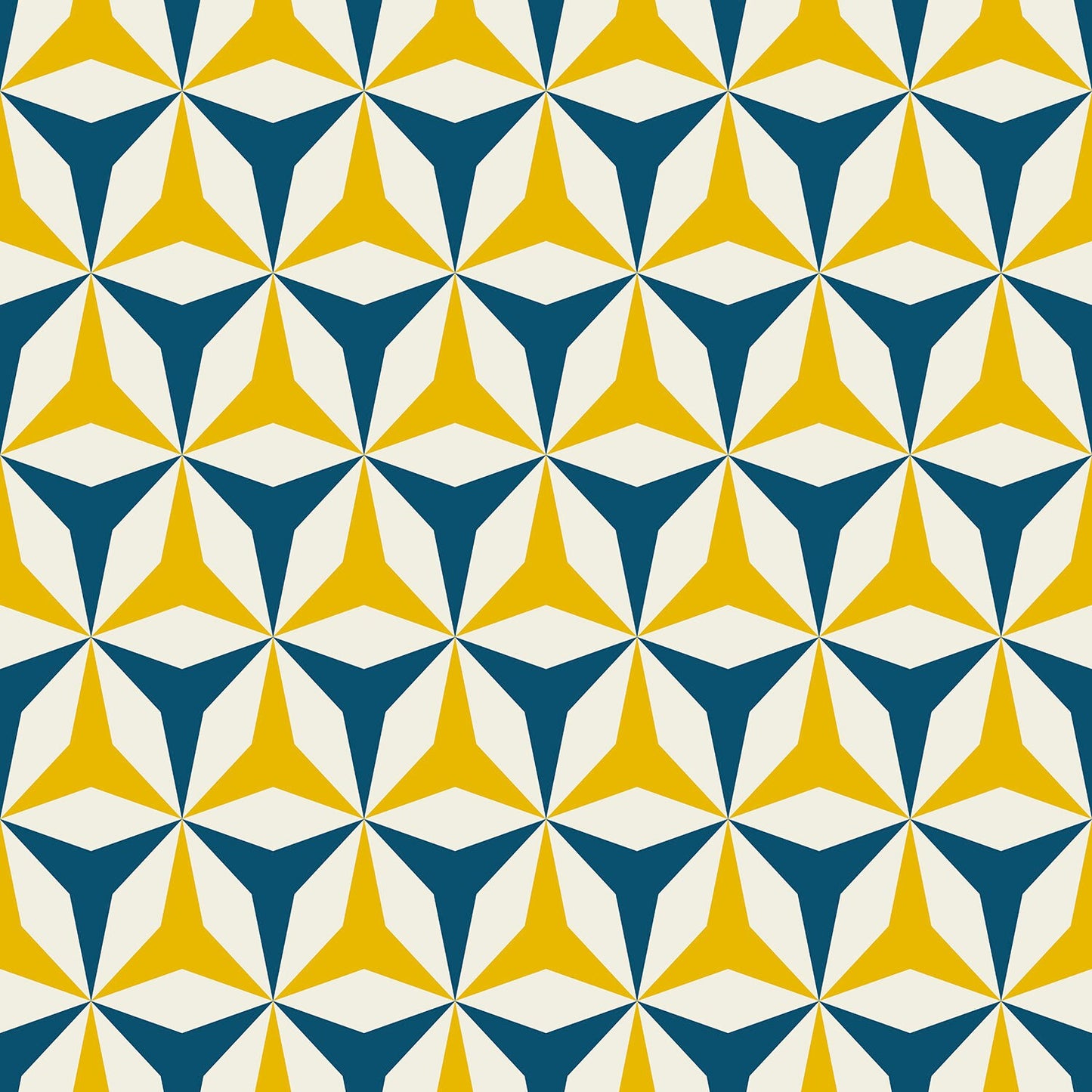 Origami Navy Blue & Yellow Mid Century Peel and Stick Wallpaper-Water-Resistant Embossed Vinyl Canvas