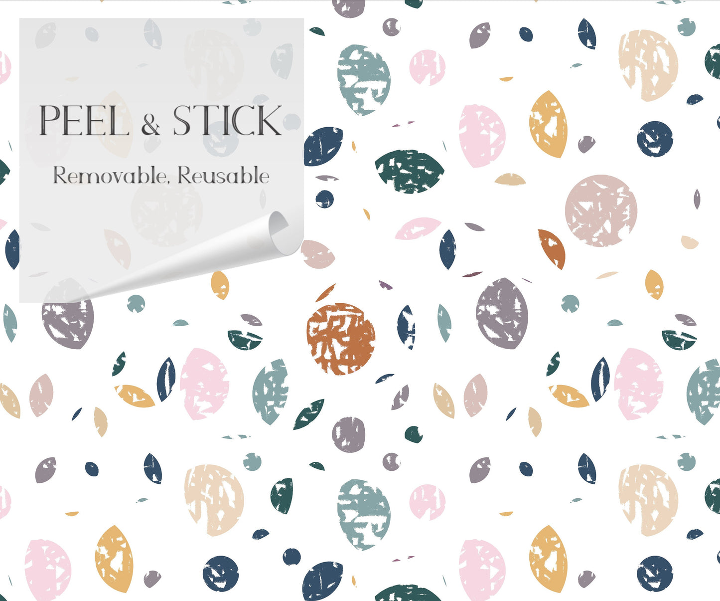 River Rocks Boho Peel and Stick Wallpaper - Earth Tone Neutral Organic Pattern - Water-Resistant Embossed Vinyl Canvas