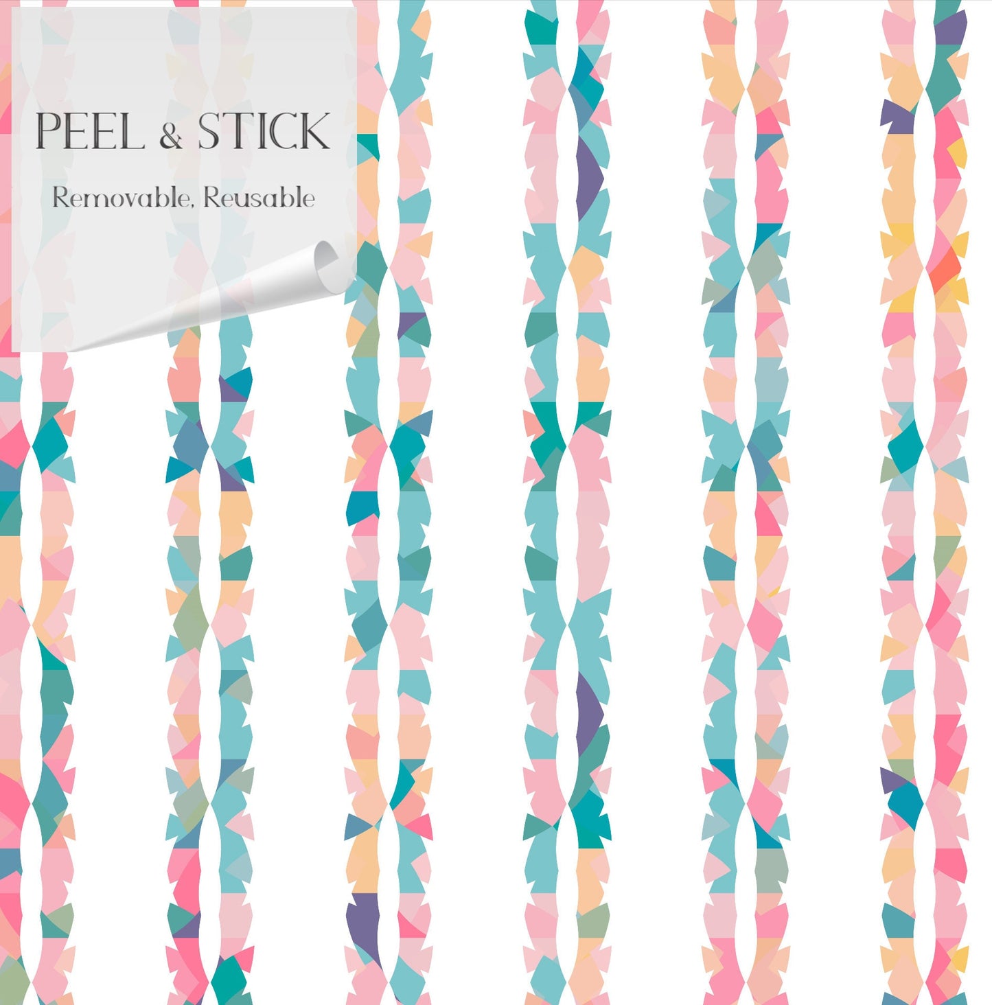 Multi Braids Boho Peel and Stick Wallpaper - Multi-Color Pastel Striped - Water-Resistant Embossed Vinyl Canvas