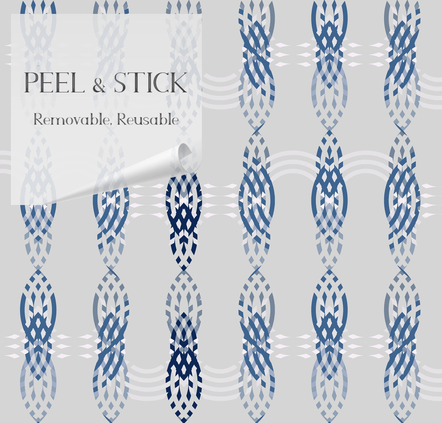 Cable Management Coastal Peel and Stick Wallpaper - Blue, Gray Striped - Water-Resistant Embossed Vinyl Canas