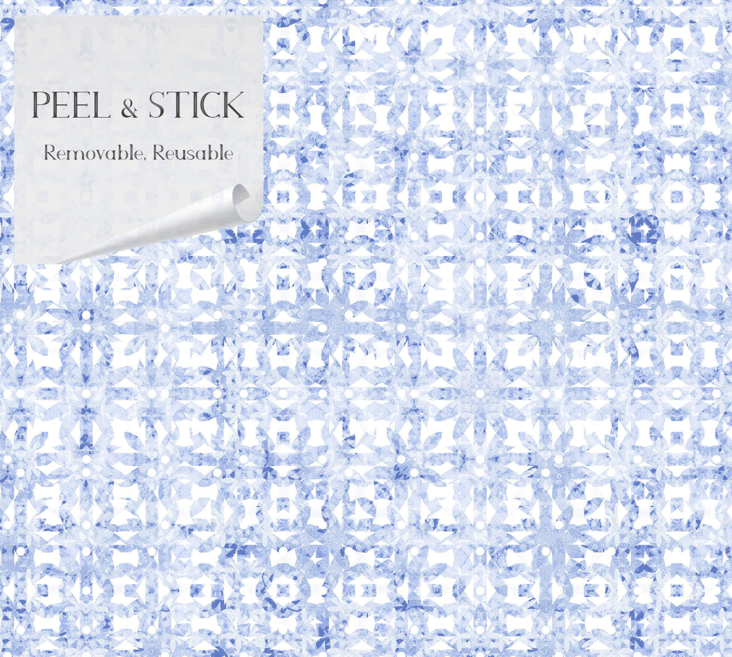 Petals French Country Peel and Stick Wallpaper - Blue, Lavender Floral - Water-Resistant Embossed Vinyl Canvas