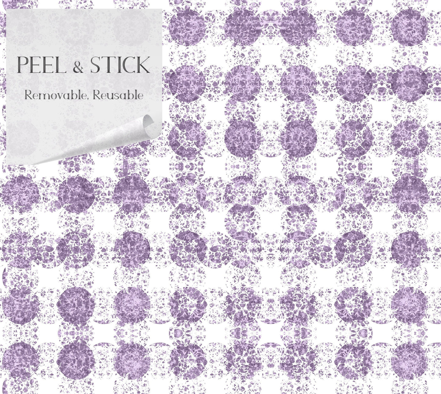 Amelia French Country Peel and Stick Wallpaper - Purple Polka Dots - Water-Resistant Embossed Vinyl Canvas