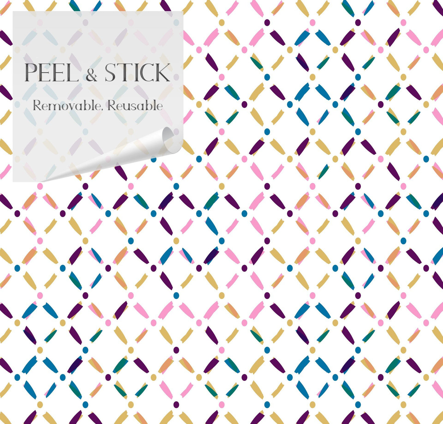 Pigtails Modern/Boho Peel and Stick Wallpaper - Muilti-Color Geometric - Water-Resistant Embossed Vinyl Canvas