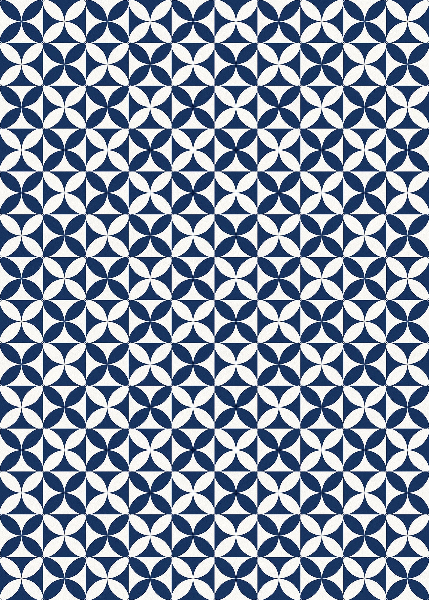 Fleur in Navy Versatile Vinyl Indoor/Outdoor Washable Rug - Contemporary Coastal Blue Geometric - Vinyl with Non-Slip Latex Backing