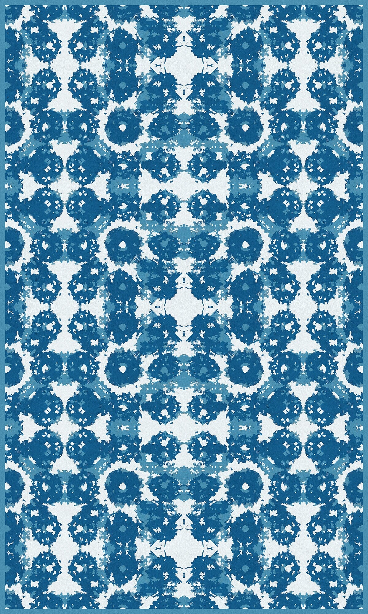 Vintage Zinnia Indoor/Outdoor Washable Floor Covering - Blue Modern Abstract - 2-Ply Vinyl with Non-Slip Latex Backing