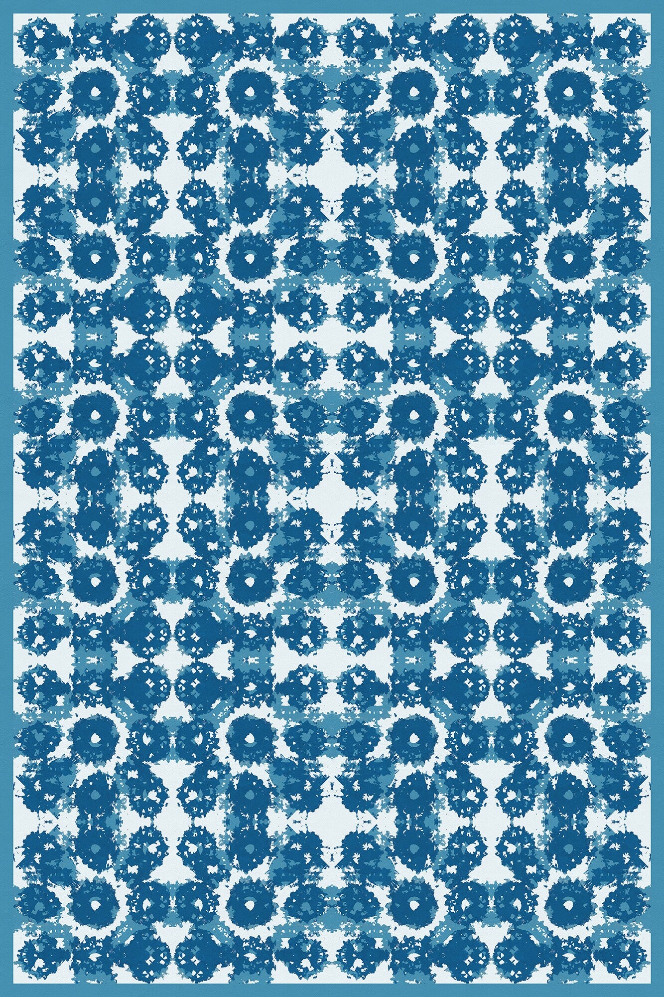 Vintage Zinnia Indoor/Outdoor Washable Floor Covering - Blue Modern Abstract - 2-Ply Vinyl with Non-Slip Latex Backing