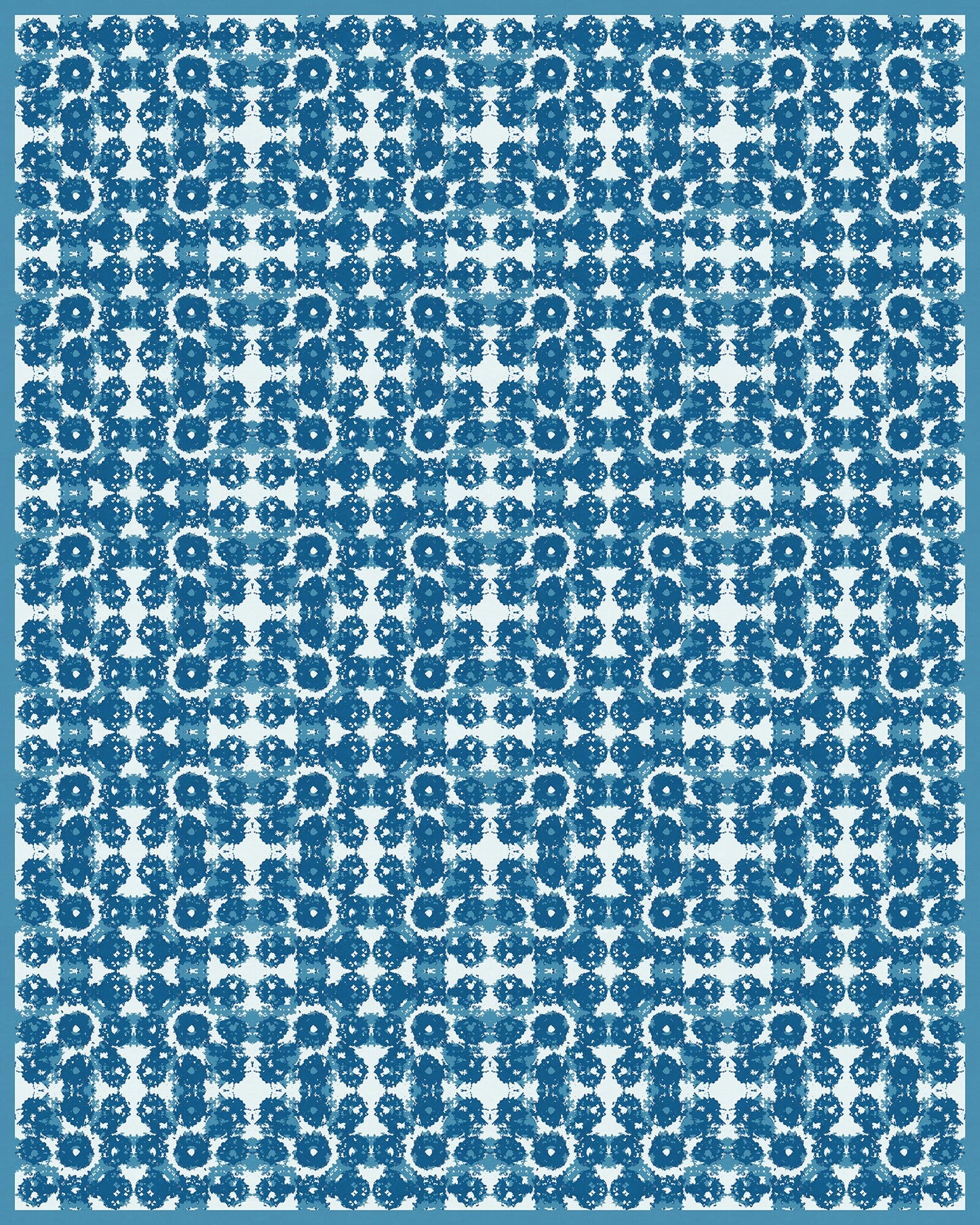 Vintage Zinnia Indoor/Outdoor Washable Floor Covering - Blue Modern Abstract - 2-Ply Vinyl with Non-Slip Latex Backing