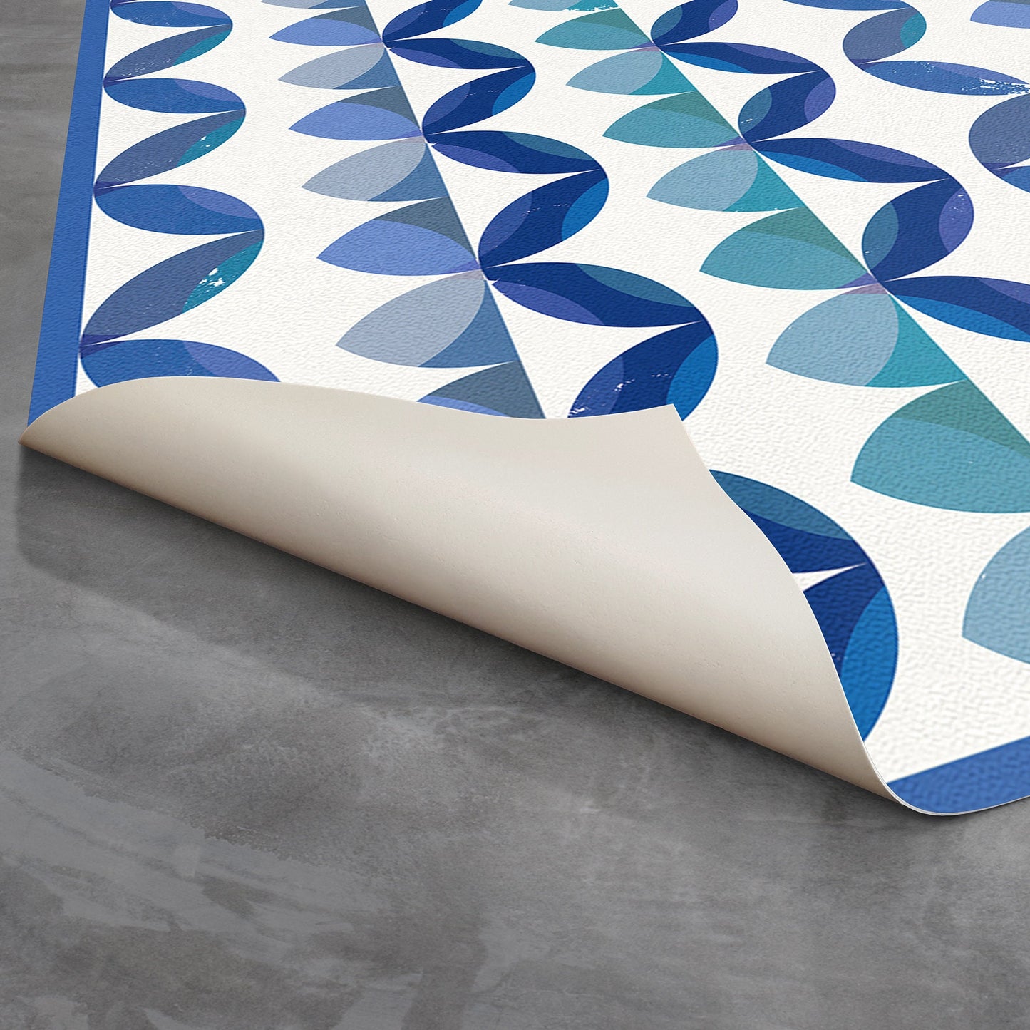 Ripple Indoor/Outdoor Washable Floor Covering - Blue Modern Coastal - 2-Ply Vinyl with Non-Slip Latex Backing