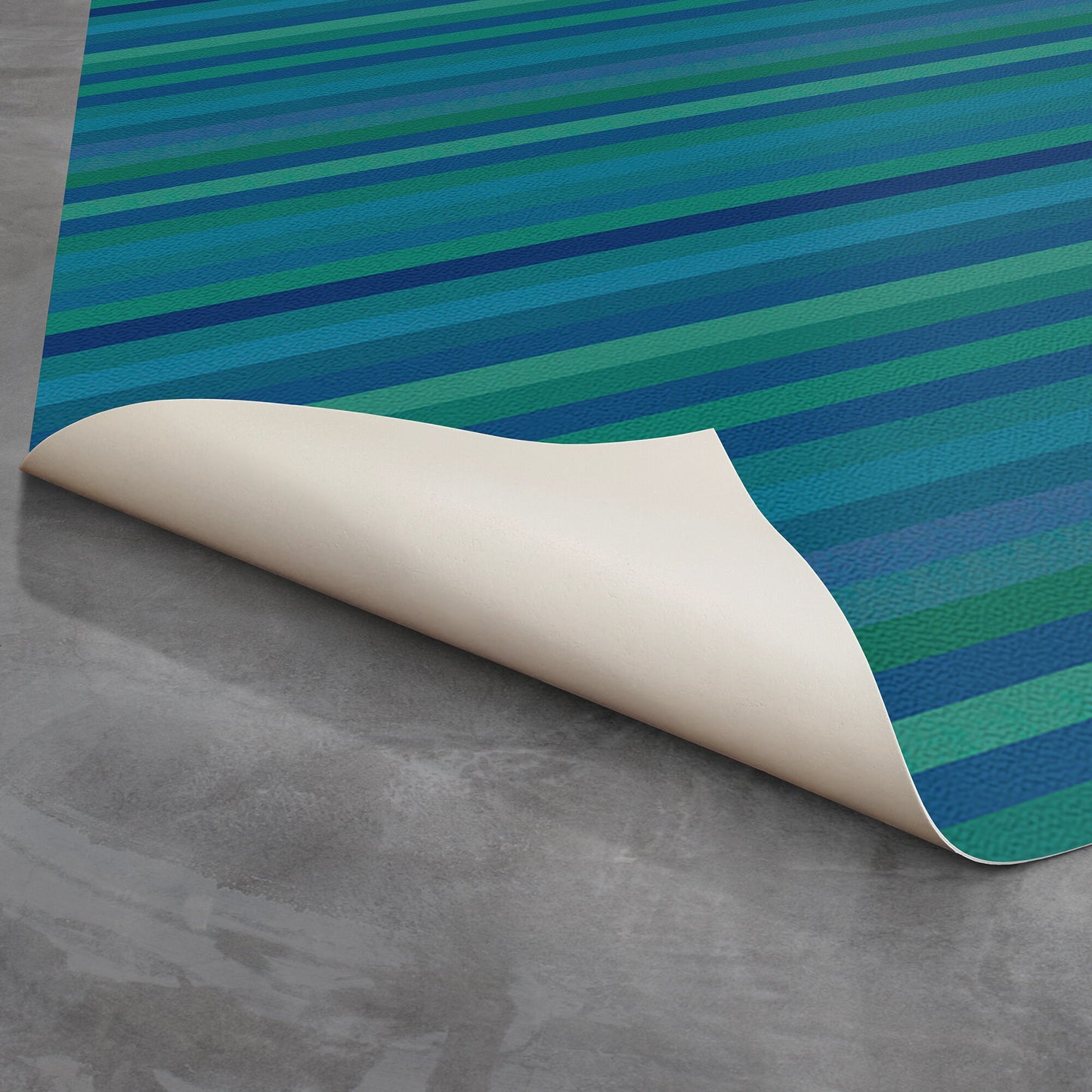 Teal Cabana Stripes Versatile Indoor/Outdoor Washable Rug - Blue, Green Modern Coastal Stripes - Vinyl with Non-Slip Latex Backing