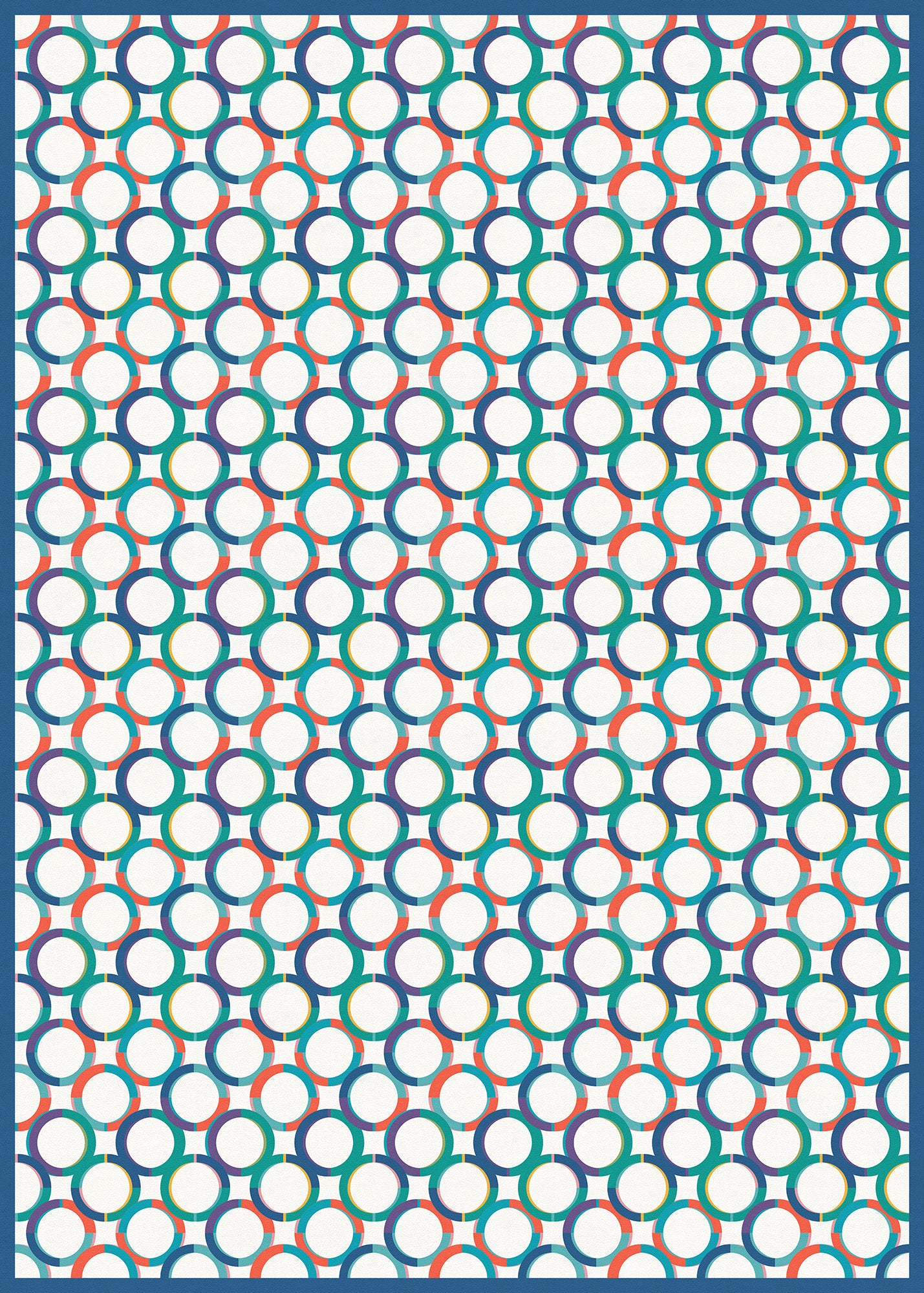 Bubbles Versatile Indoor/Outdoor Washable Rug - Blue, Orange, Teal Modern Geometric Circles - Vinyl with Non-Slip Latex Backing