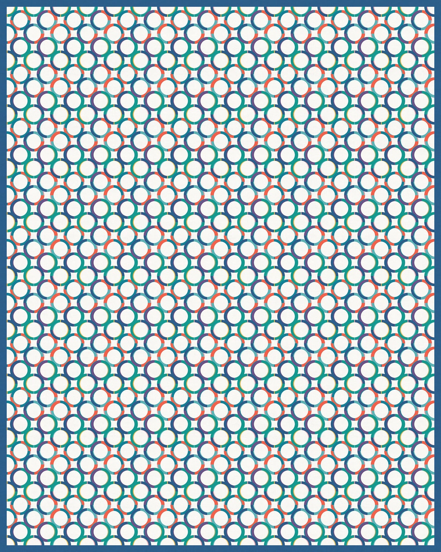 Bubbles Versatile Indoor/Outdoor Washable Rug - Blue, Orange, Teal Modern Geometric Circles - Vinyl with Non-Slip Latex Backing