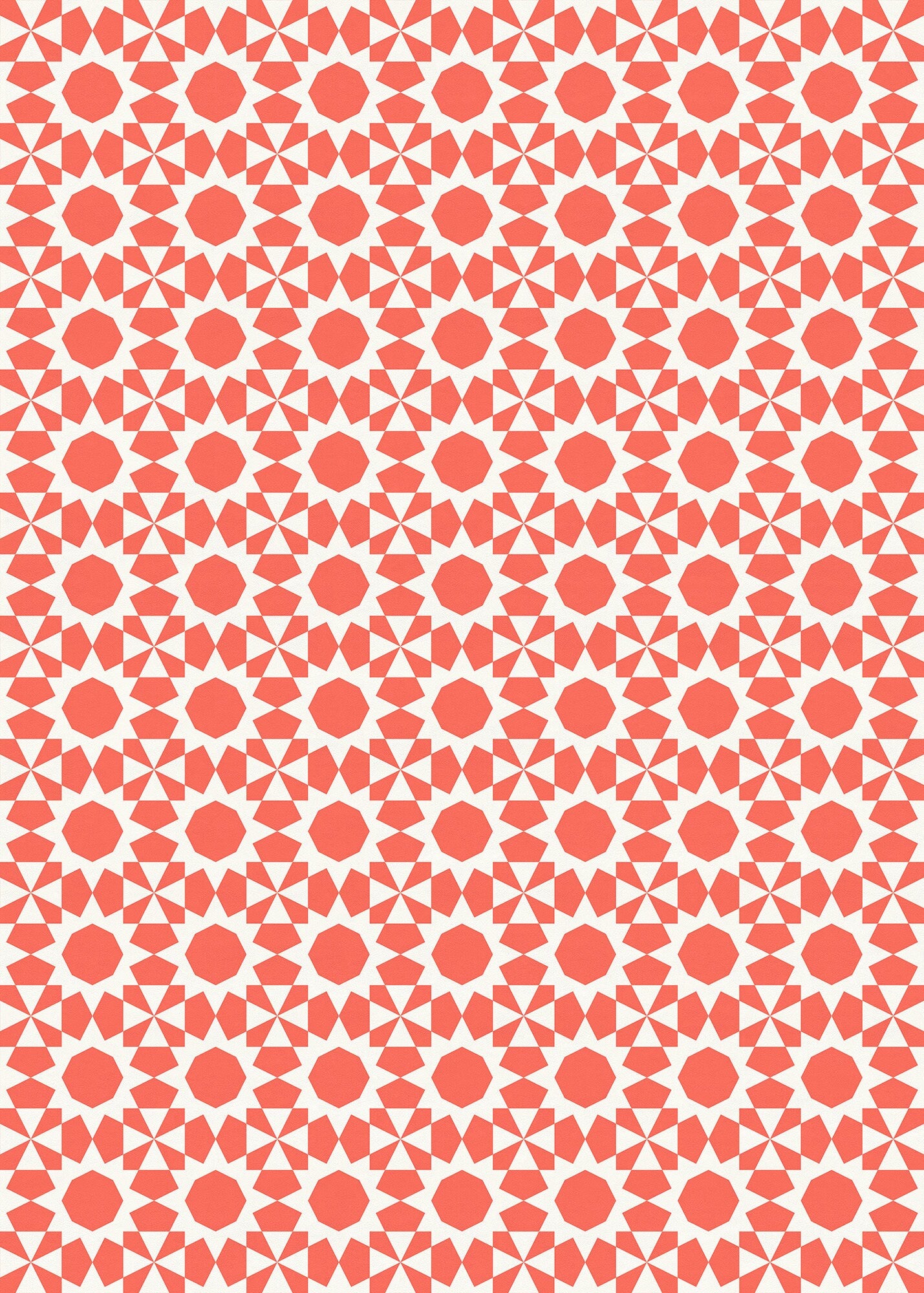 Tan Lines Indoor/Outdoor Washable Floor Covering - Orange, Coral Mid-Century Geometric - 2-Ply Vinyl with Non-Slip Latex Backing