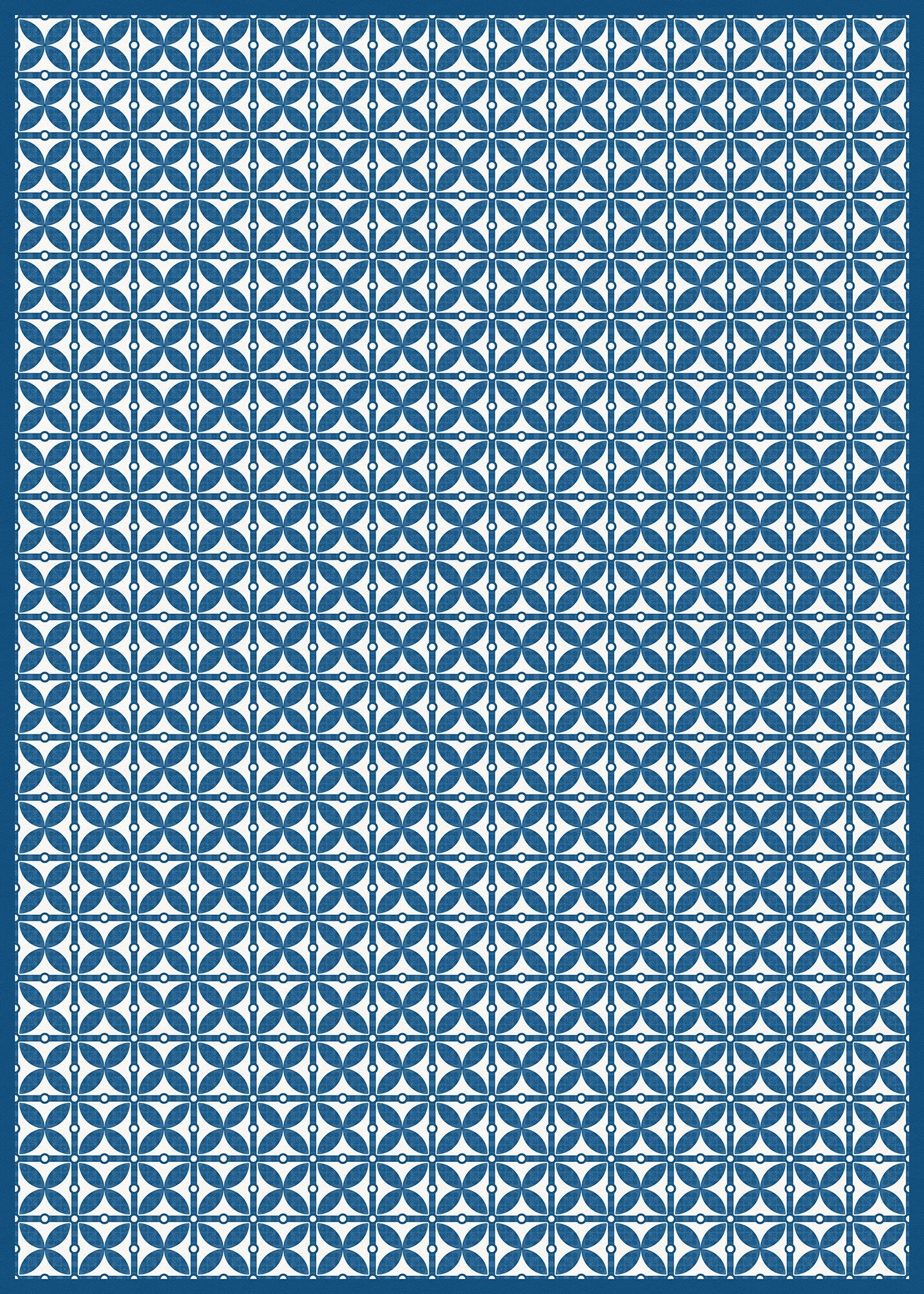 Charleston Versatile Indoor/Outdoor Washable Rug - Contemporary Coastal Geometric Blue - Vinyl with Non-Slip Latex Backing