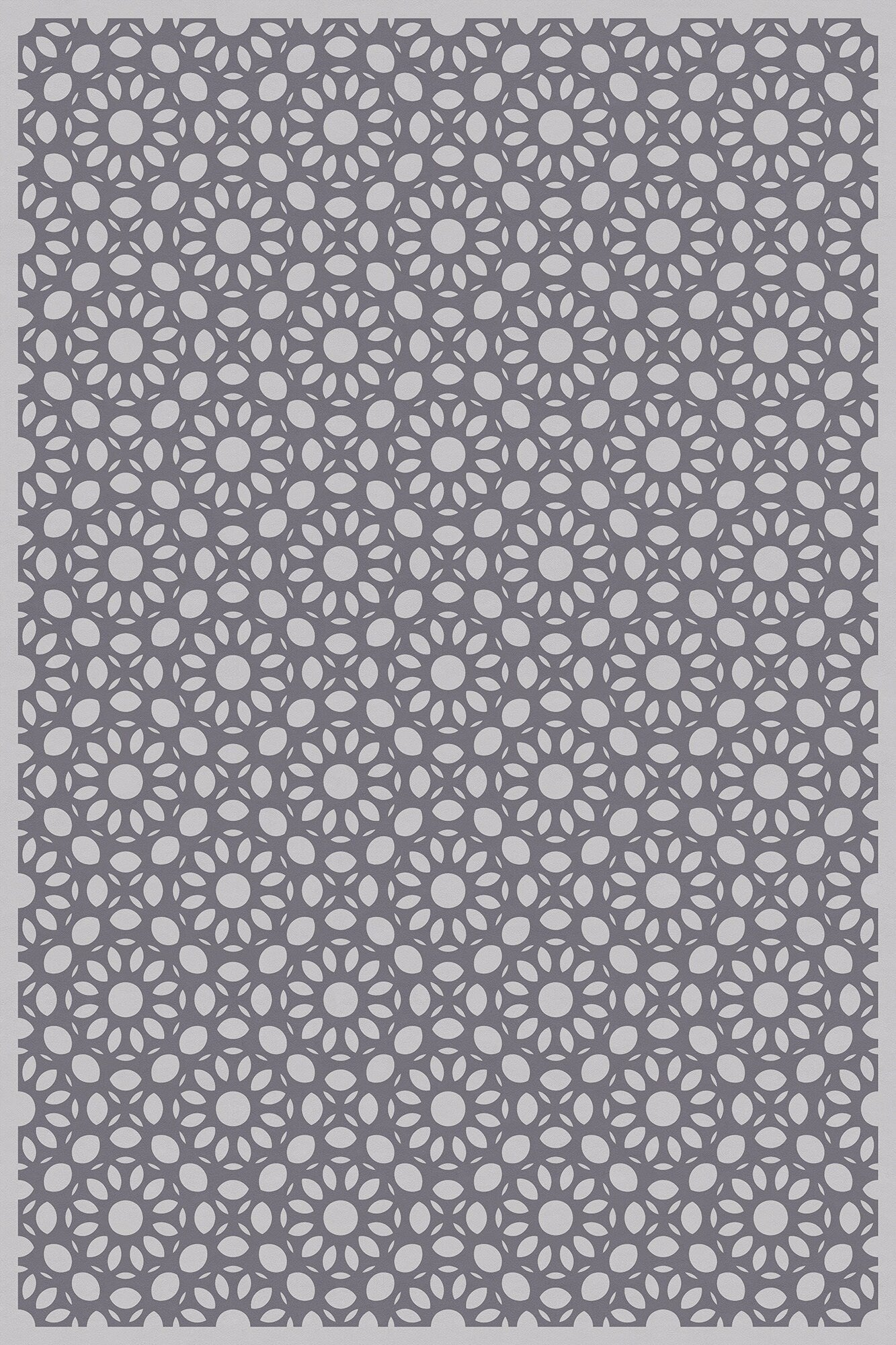 Dahlia Versatile Indoor/Outdoor Washable Rug - Rectangle Farmhouse Geometric Gray - Vinyl with Non-Slip Latex Backing