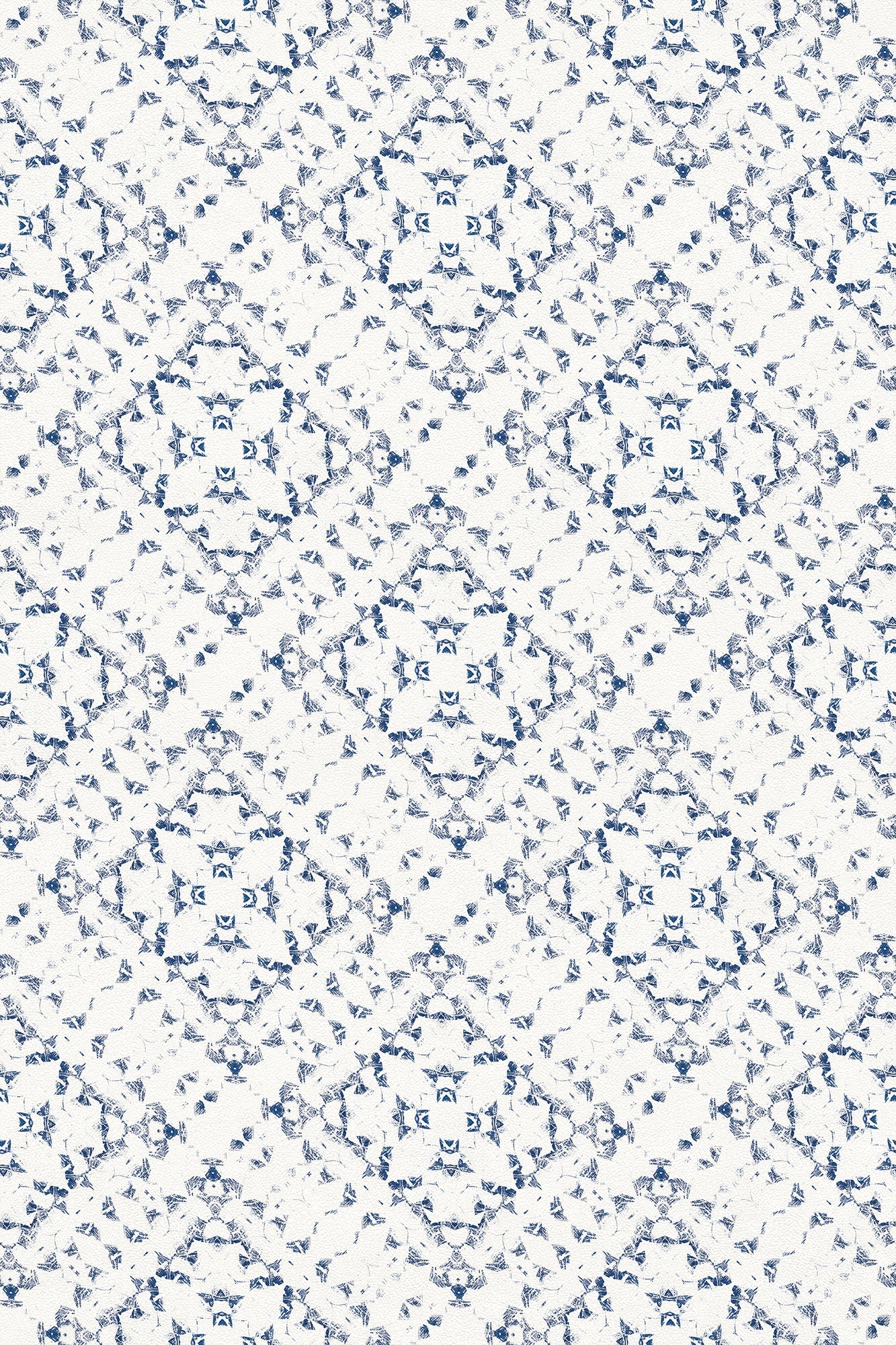 Royal Lace Indoor/Outdoor Washable Floor Covering - Blue, White Modern Farmhouse - 2-Ply Vinyl with Non-Slip Latex Backing