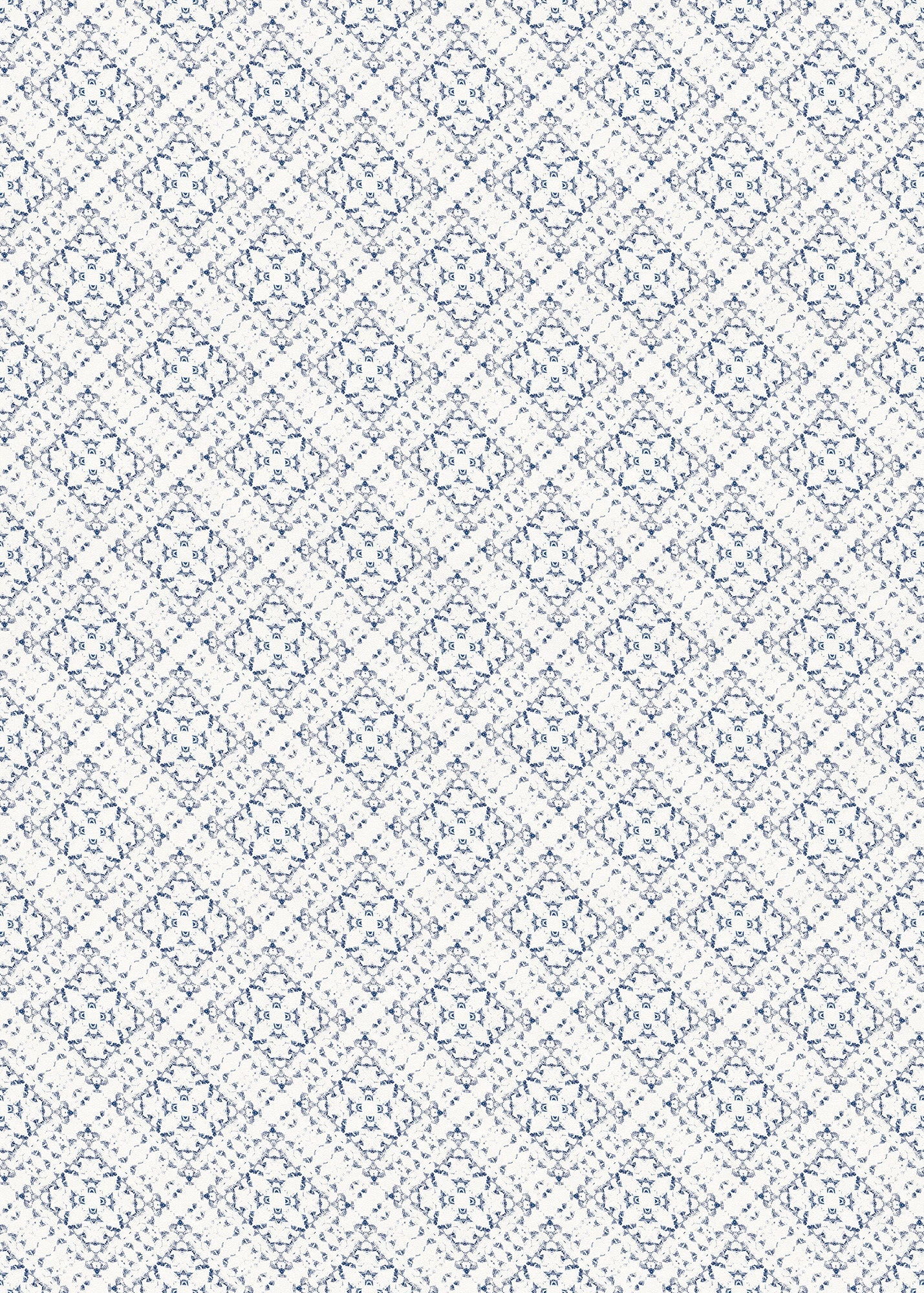 Royal Lace Indoor/Outdoor Washable Floor Covering - Blue, White Modern Farmhouse - 2-Ply Vinyl with Non-Slip Latex Backing