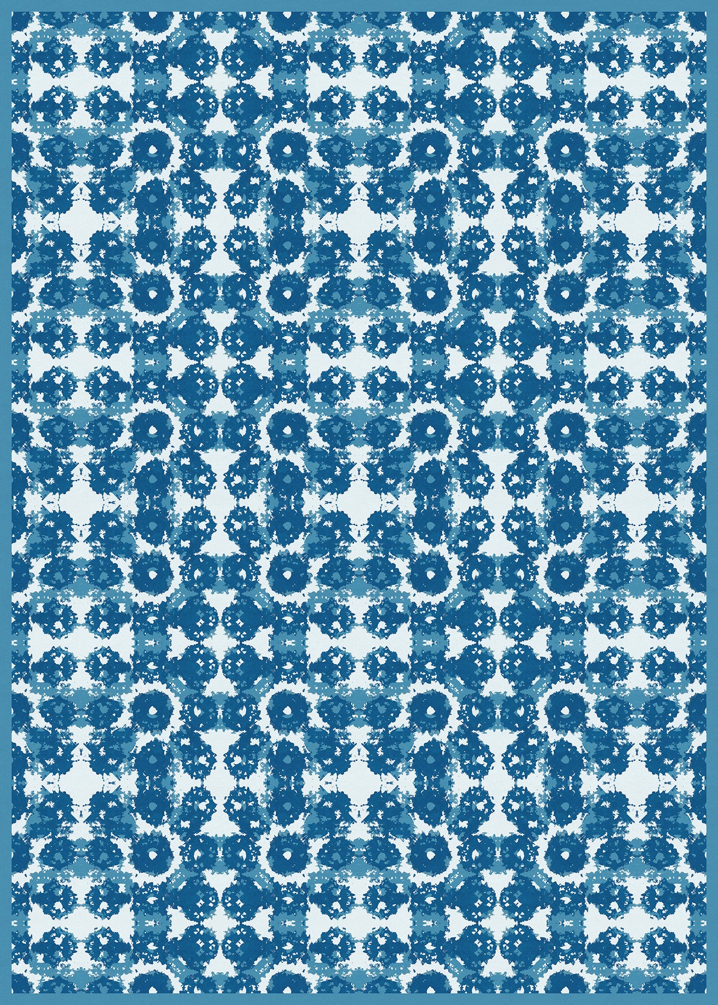 Vintage Zinnia Indoor/Outdoor Washable Floor Covering - Blue Modern Abstract - 2-Ply Vinyl with Non-Slip Latex Backing