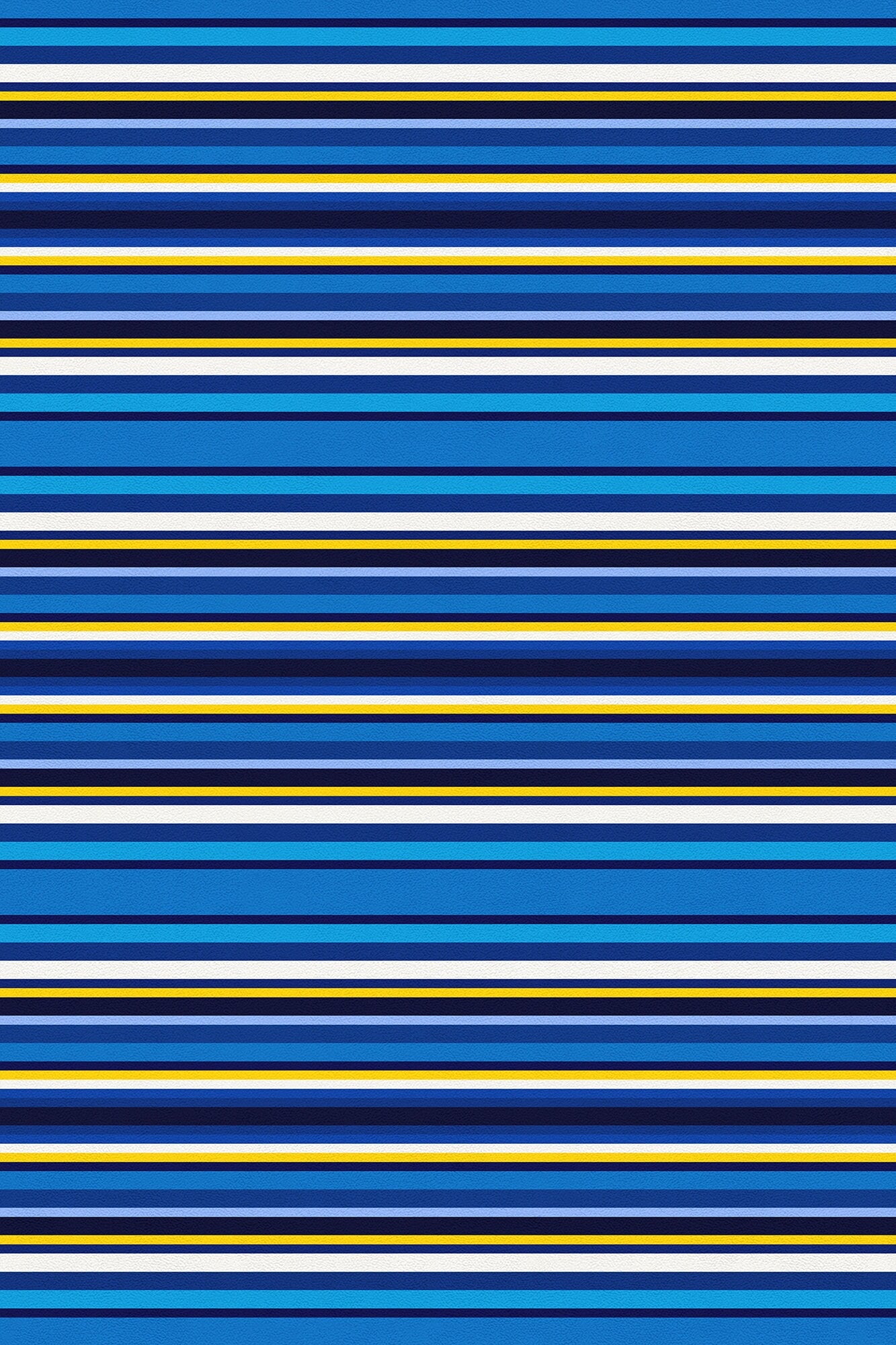 Blue Cabana Stripes Versatile Indoor/Outdoor Washable Rug - Blue, Yellow Modern Coastal Stripes - Vinyl with Non-Slip Latex Backing