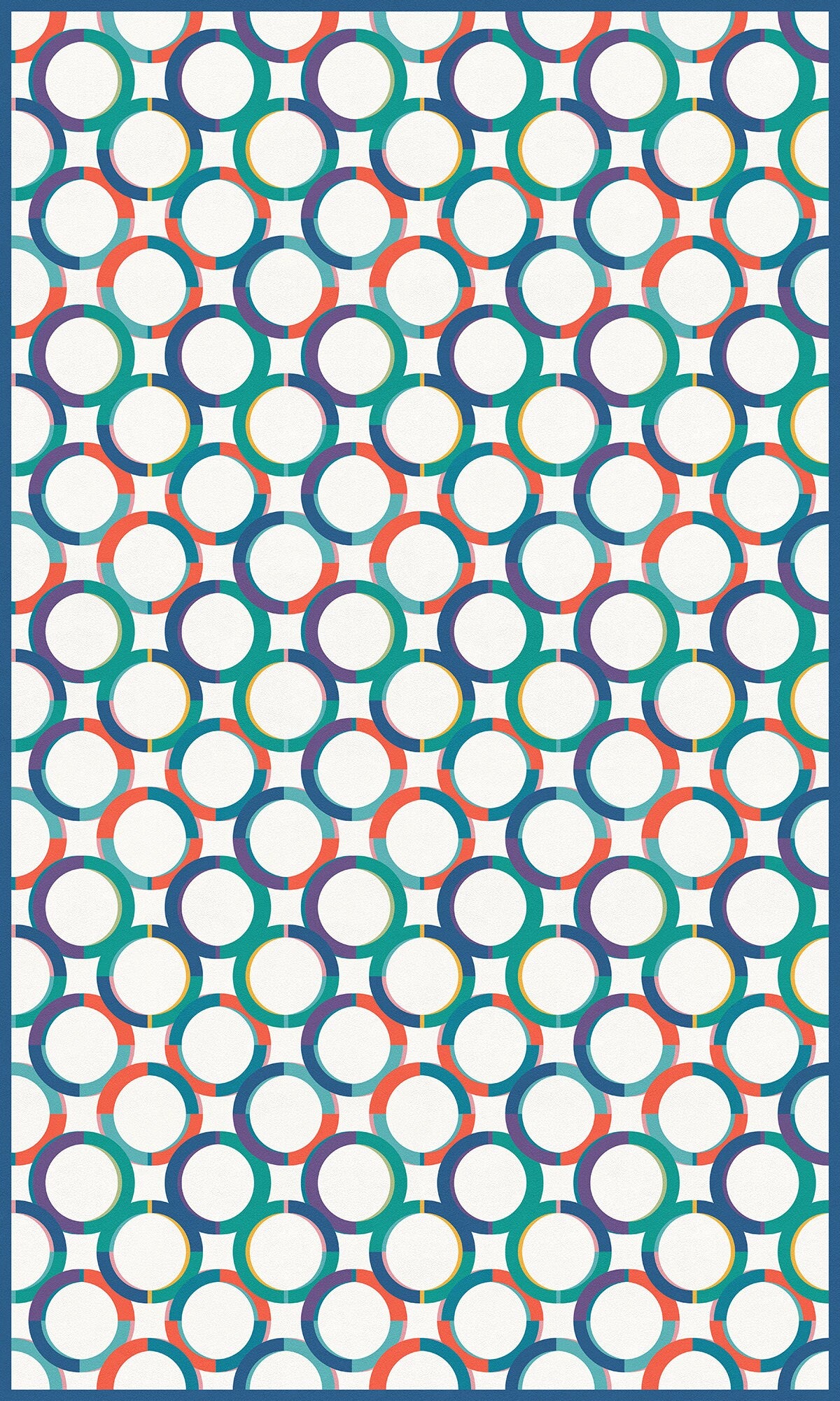 Bubbles Versatile Indoor/Outdoor Washable Rug - Blue, Orange, Teal Modern Geometric Circles - Vinyl with Non-Slip Latex Backing