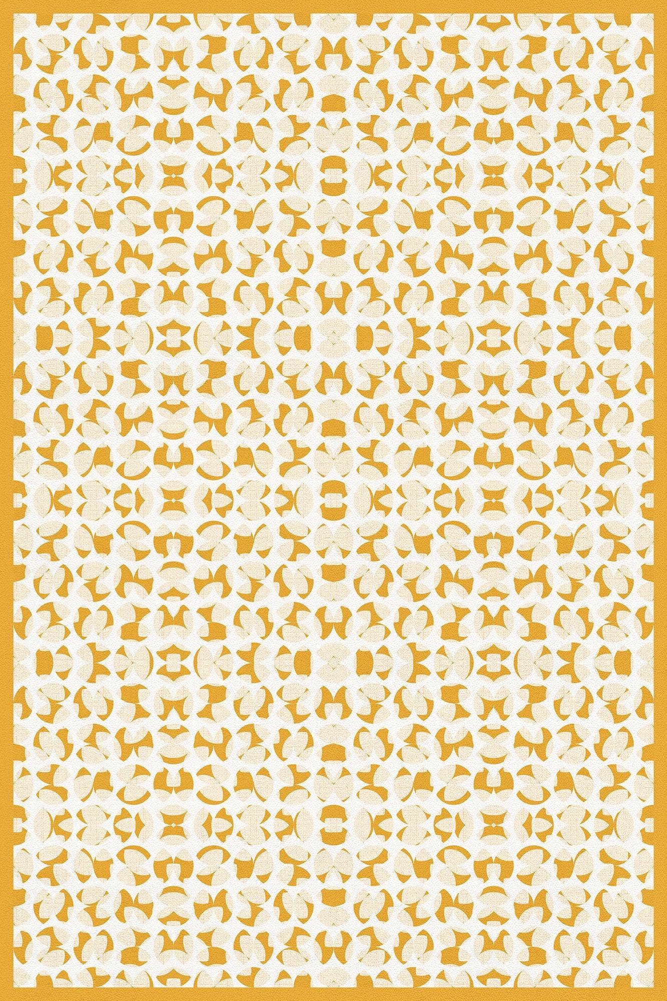 Sunglow Indoor/Outdoor Washable Floor Covering - Yellow, Orange Mid-Century - 2-Ply Vinyl with Non-Slip Latex Backing