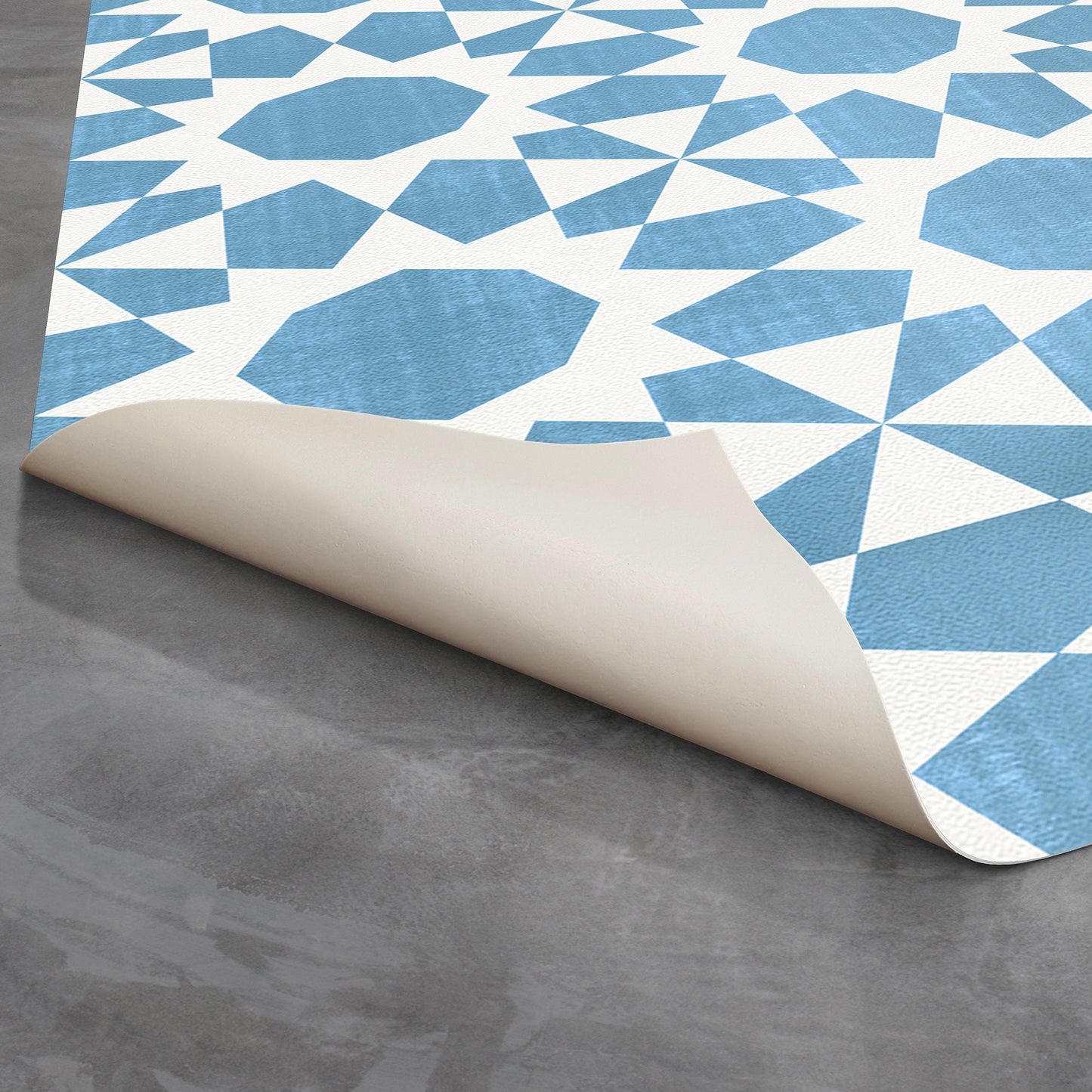 Casper Versatile Indoor/Outdoor Washable Rug - Blue Southwestern Coastal Geometric - Vinyl with Non-Slip Latex Coating