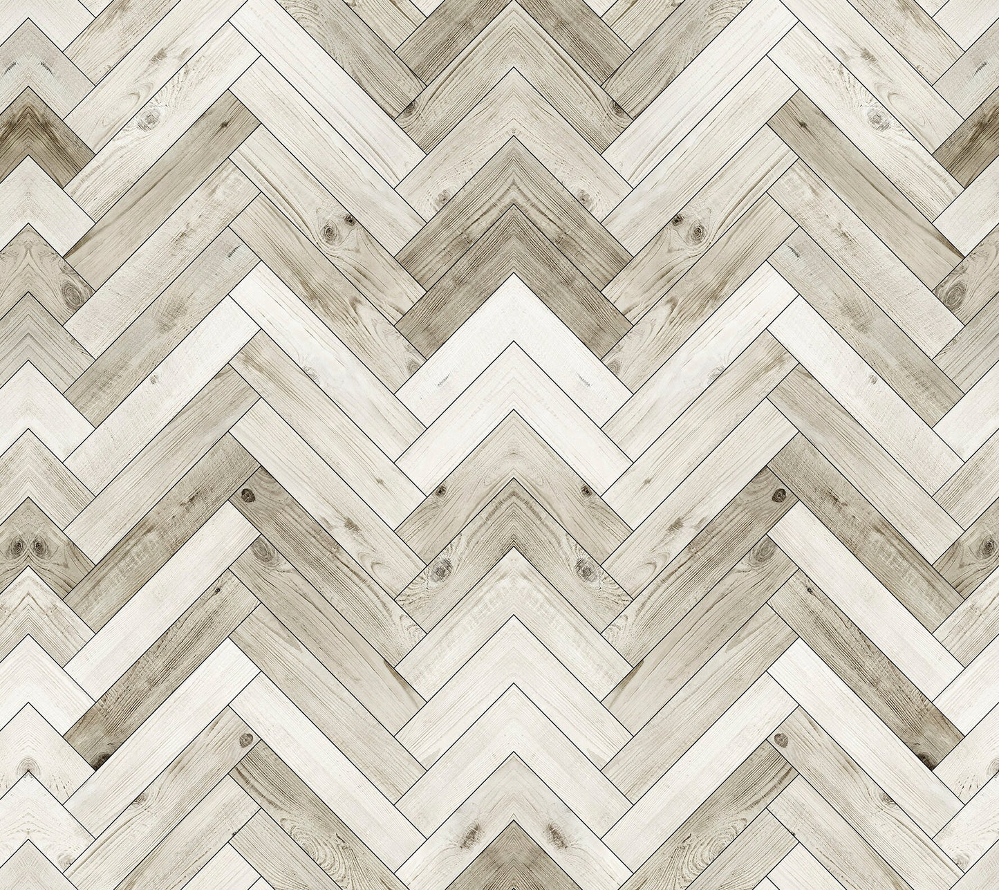 Woodland Aspen Rustic Peel and Stick Wallpaper Panel - Beige, Gray Herringbone Faux Wood - Water-Resistant Vinyl Canvas