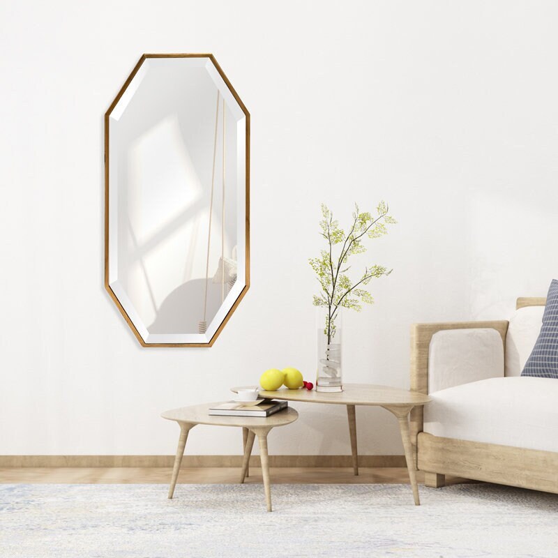 Mia Modern Octagon Gold Frame Wall Mirrors