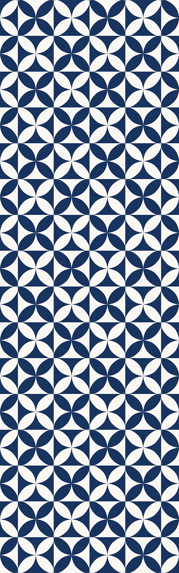 Fleur in Navy Versatile Vinyl Indoor/Outdoor Washable Rug - Contemporary Coastal Blue Geometric - Vinyl with Non-Slip Latex Backing