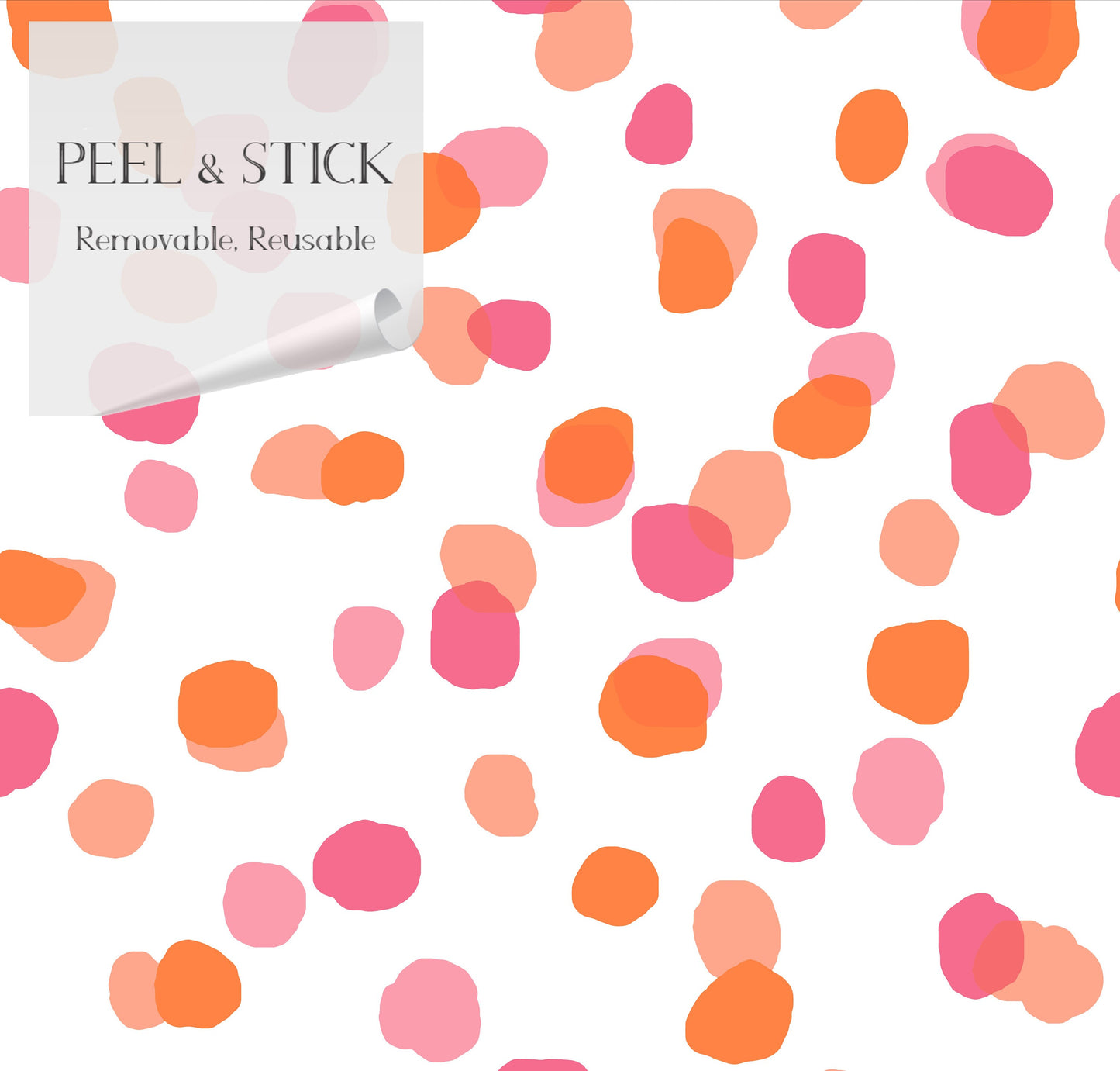 Sprinkles Boho Peel and Stick Wallpaper - Pink, Orange Abstract Polka Dots - Water-Resistant Embossed Vinyl Canvas