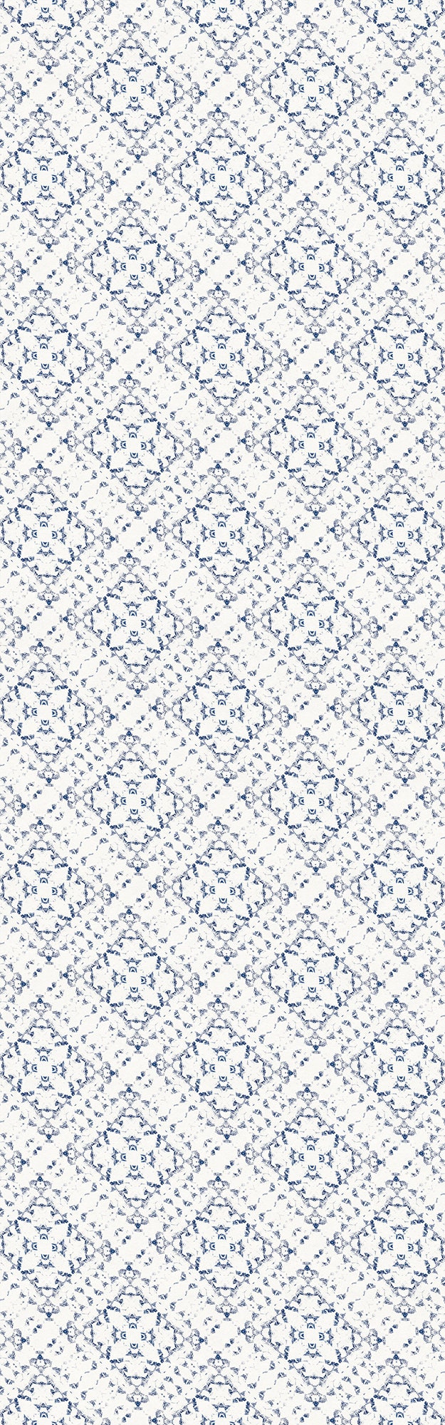 Royal Lace Indoor/Outdoor Washable Floor Covering - Blue, White Modern Farmhouse - 2-Ply Vinyl with Non-Slip Latex Backing