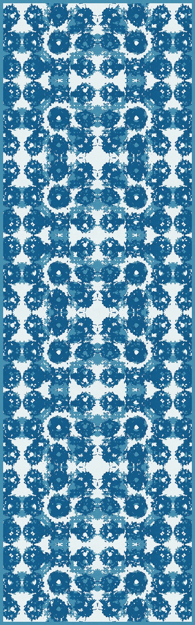 Vintage Zinnia Indoor/Outdoor Washable Floor Covering - Blue Modern Abstract - 2-Ply Vinyl with Non-Slip Latex Backing