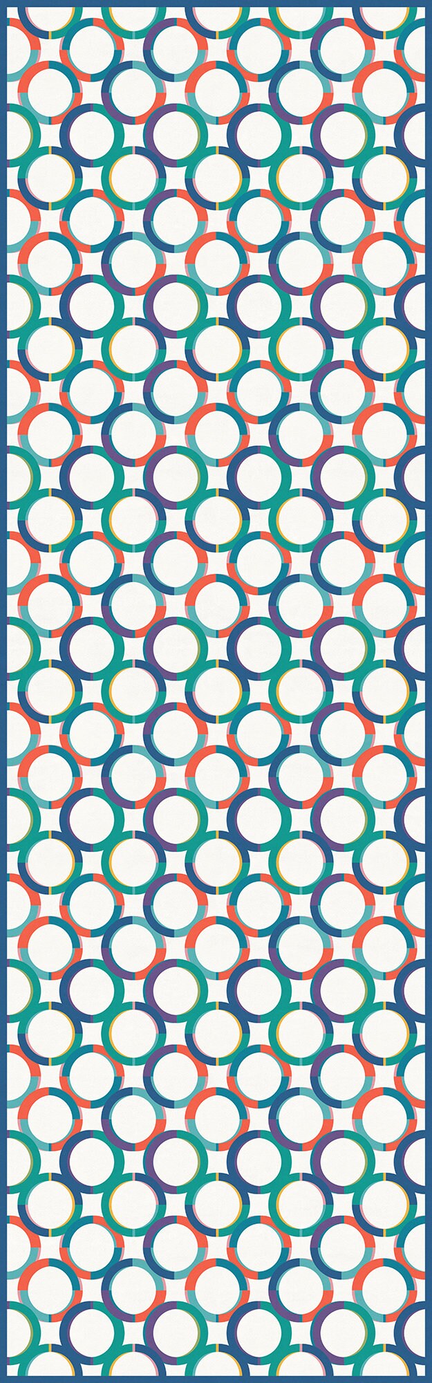 Bubbles Versatile Indoor/Outdoor Washable Rug - Blue, Orange, Teal Modern Geometric Circles - Vinyl with Non-Slip Latex Backing