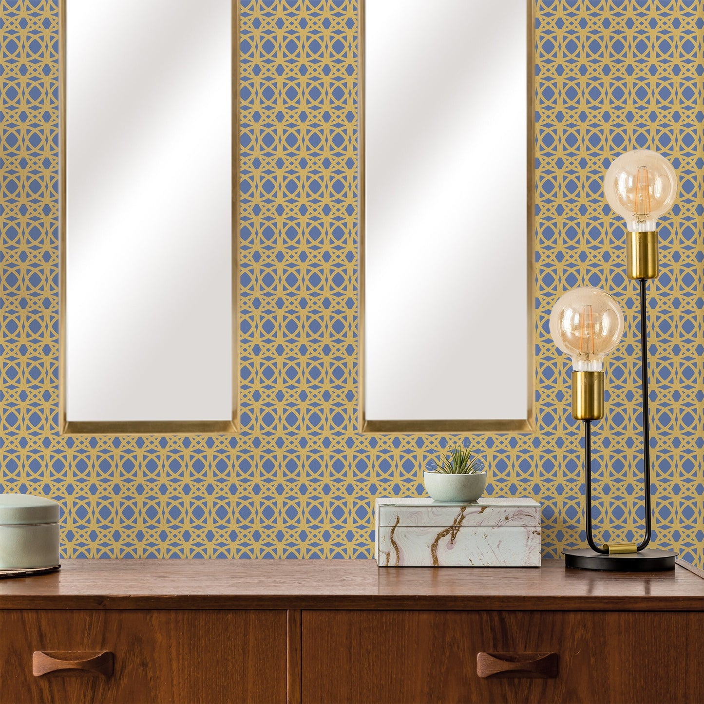 Mia Modern Gold and Silver Tray Frame Long Wall Mirrors