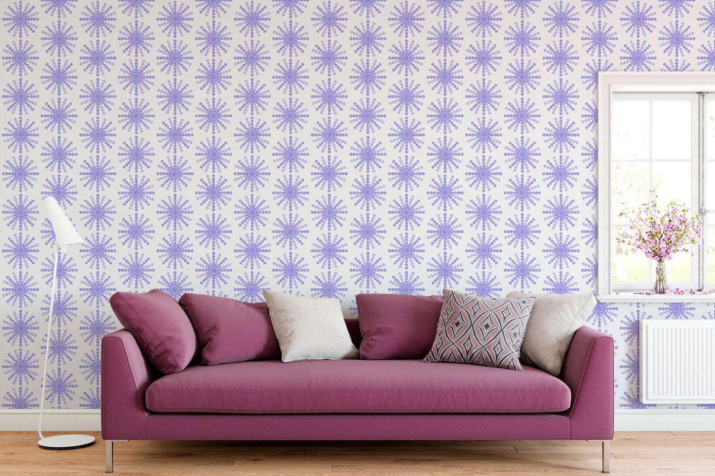 Snowstorm Metallic Grass Cloth Wallpaper - Multiple Color Options - Mid-Century Starburst Geometric - Non-Pasted Commercial Grade