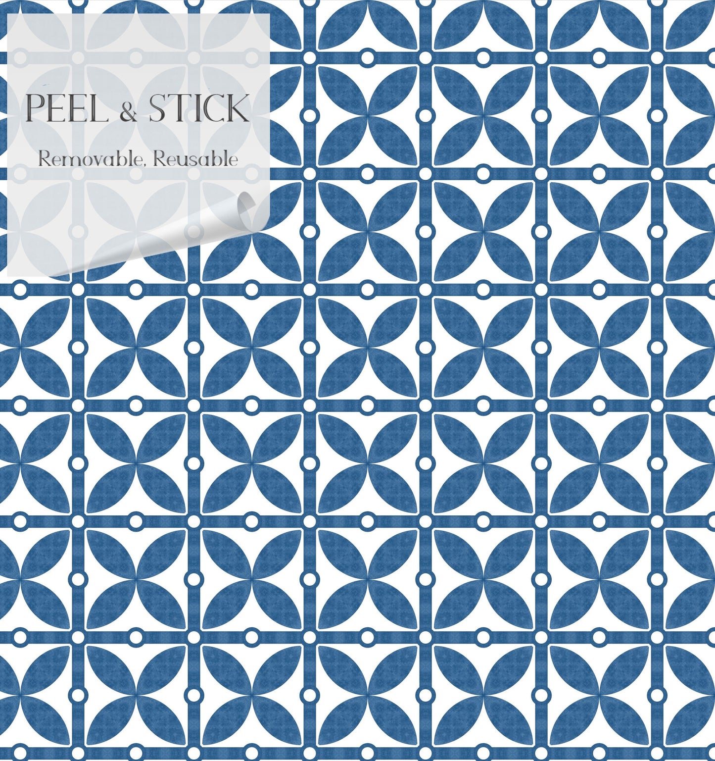 Bellagio Modern Farmhouse Peel and Stick Wallpaper - Blue Mosaic - Water-Resistant Embossed Vinyl Canvas