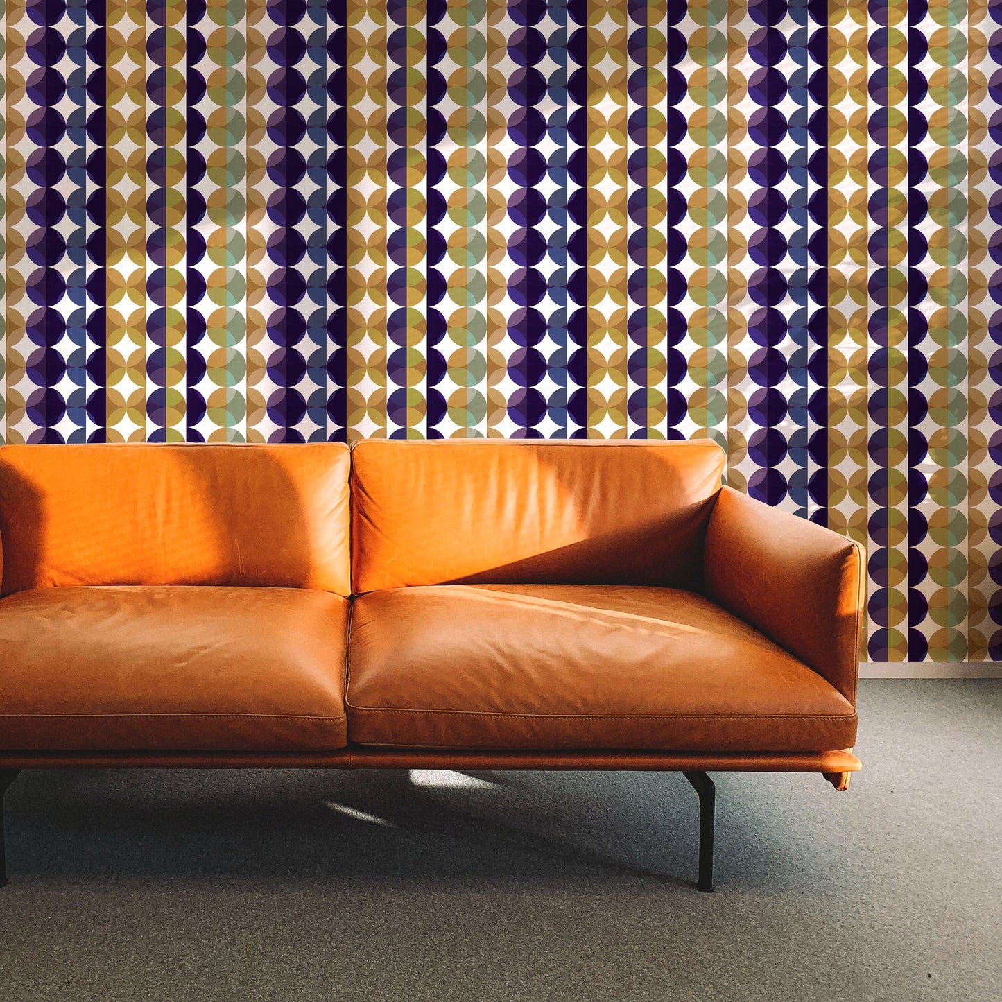 Gemstone Topaz Mid-Century Peel and Stick Wallpaper - Multi-Color Geometric - Water-Resistant Embossed Vinyl Canvas