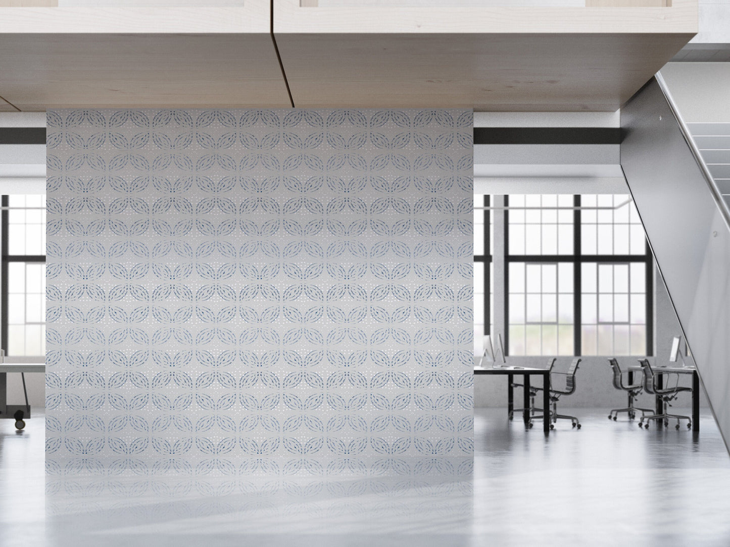 Isle de Fleur Coastal/Farmhouse Peel and Stick Wallpaper - Gray, Blue Medallion - Water-Resistant Embossed Vinyl Canvas