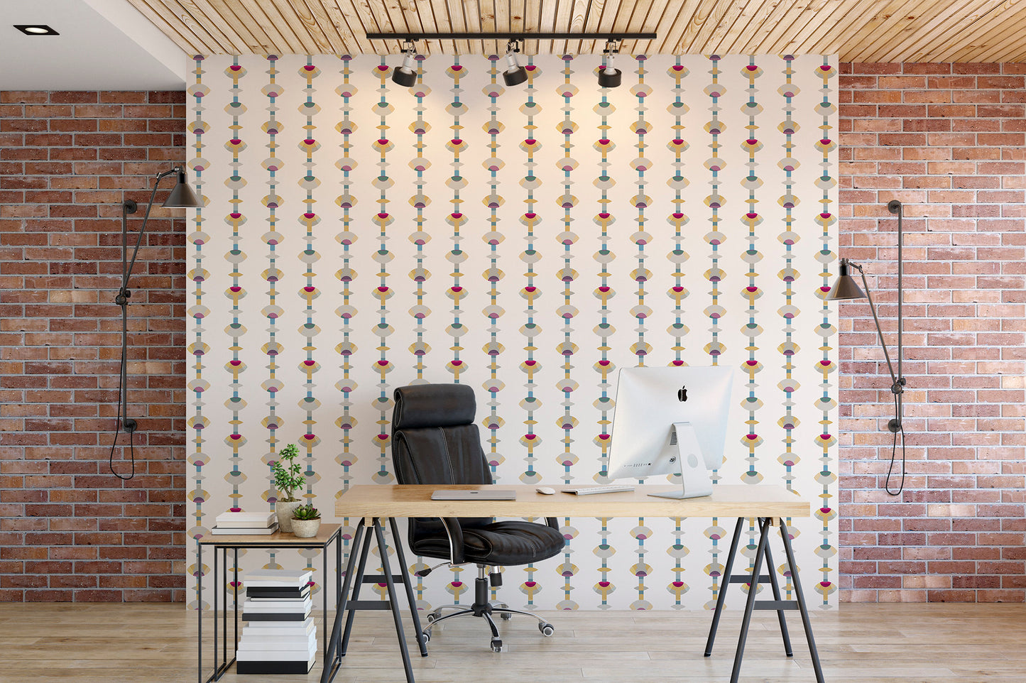 Needle Drop Mid-Century Peel and Stick Wallpaper - Multi-Color Striped - Water-Resistant Embossed Vinyl Canvas