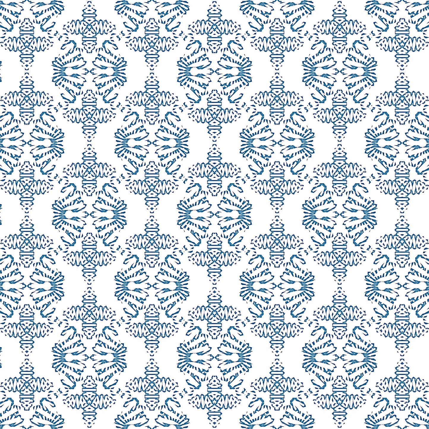 Dragon in Blue Vinyl Canvas Wallpaper - French Country Blue Geometric  - Removable Reusable Peel & Stick Wallpaper Panel